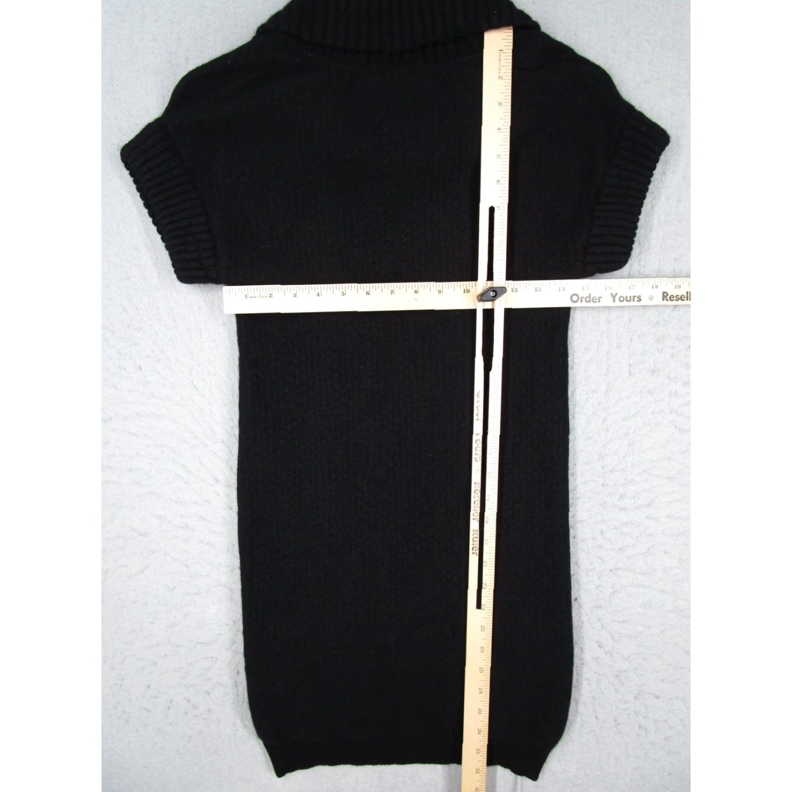 Vintage Qi Cashmere Sweater Womens Small Black Cowl Neck Short Sleeve Cable Knit Tunic Size S / US 4 / IT 40 - 5 Thumbnail