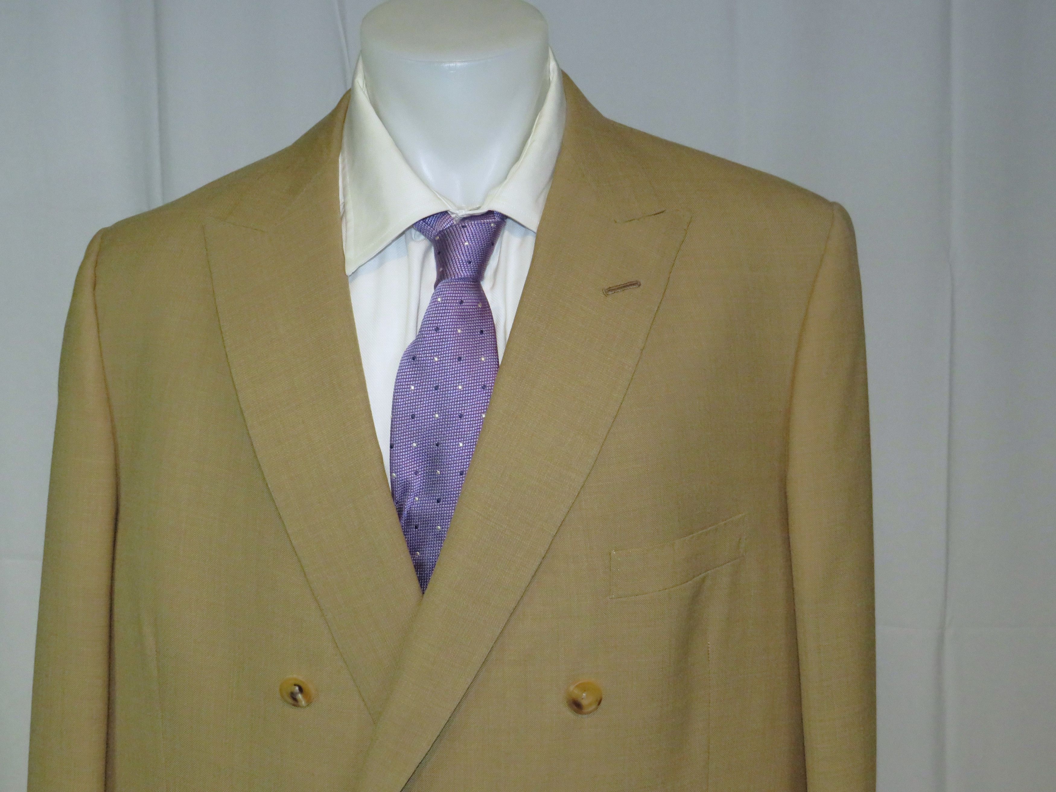 Henry Poole Bespoke Beige Hopsack Double Breasted Sport Coat 46R Size 46R - 2 Thumbnail