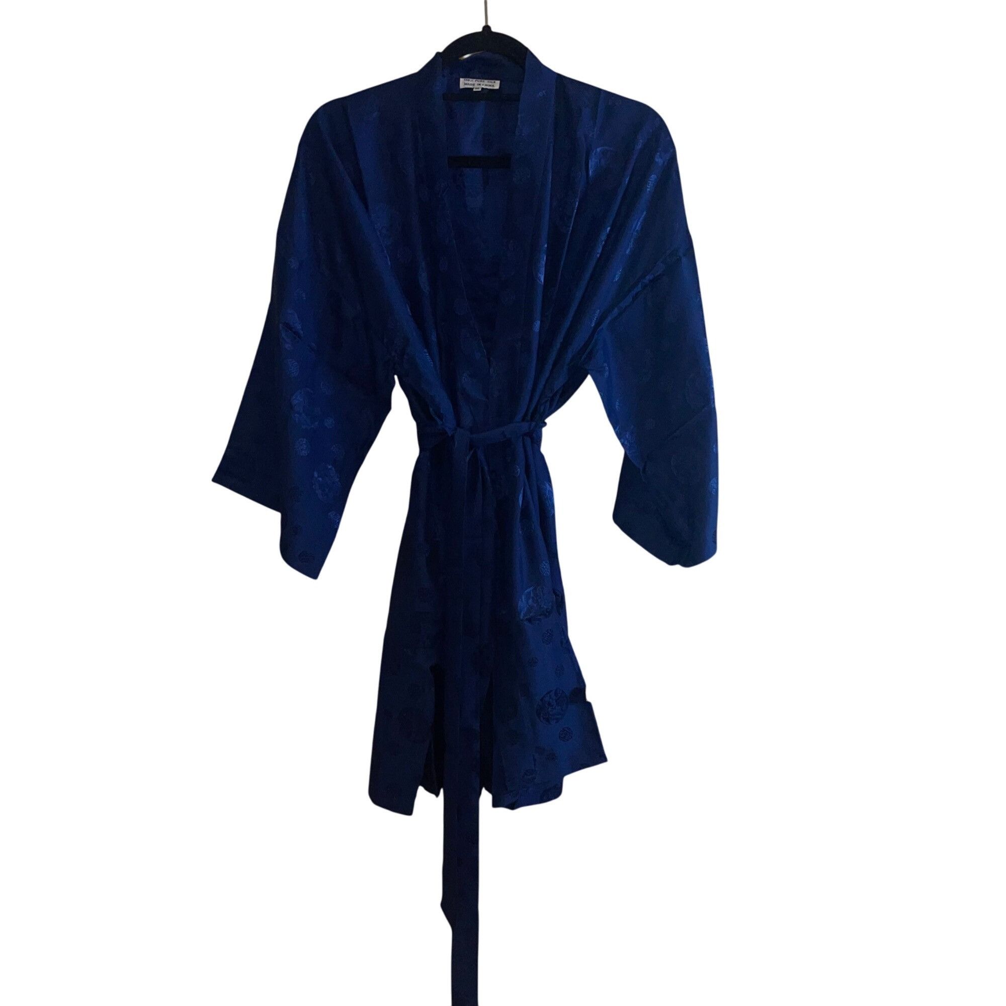 Vintage Vintage Womens Robe Size XL Blue Belt V Neck Wrap Size ONE SIZE - 1 Thumbnail