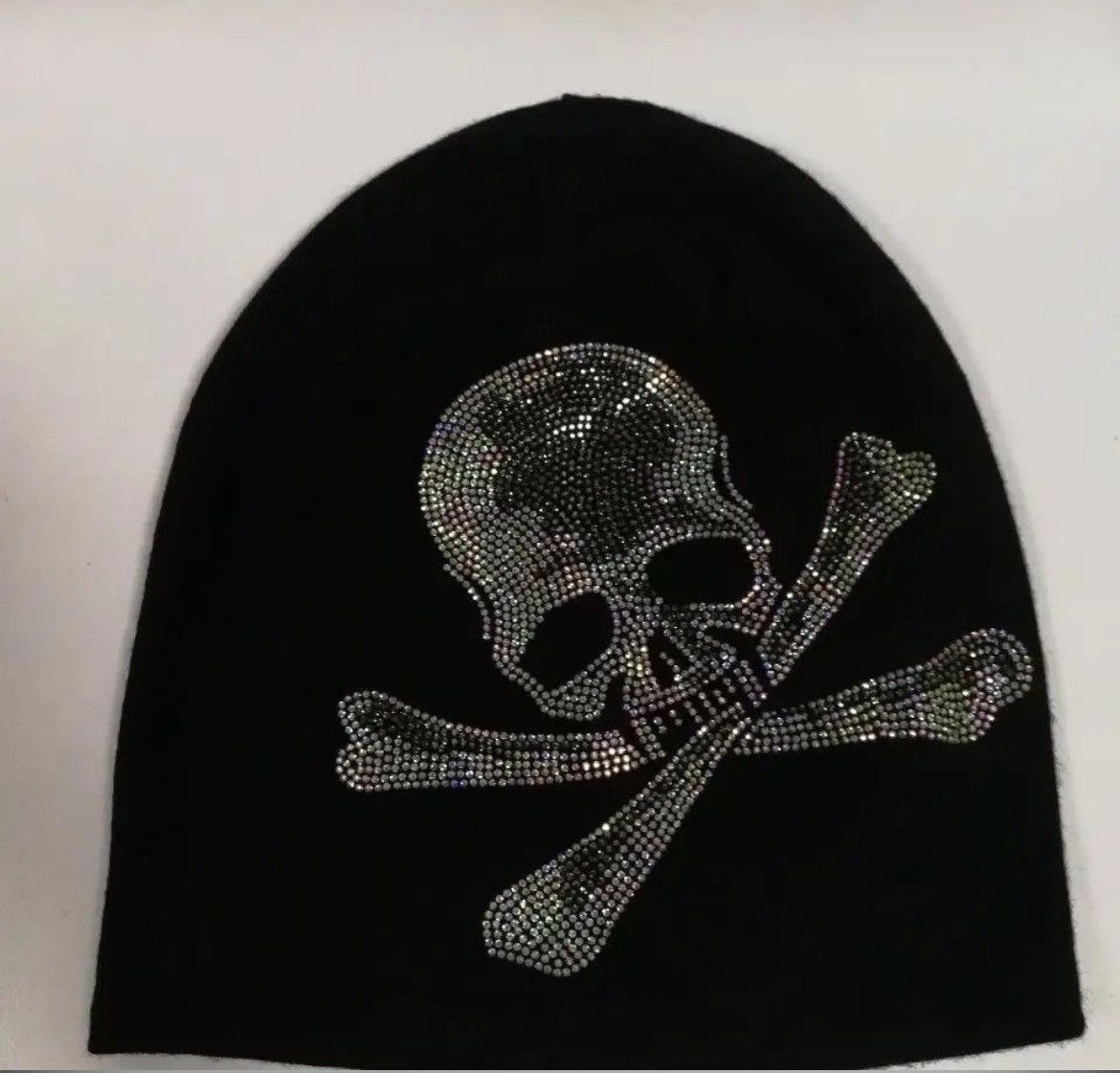 Japanese Brand × Vintage Gothic Black Skull Rhinestone Knitted Beanie Hats Size ONE SIZE - 1 Thumbnail