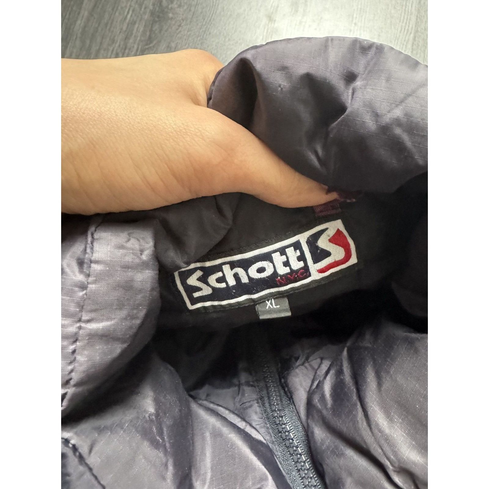 Schott × Vintage 90s Vintage Schott Down Puffer Vest Size US L / EU 52-54 / 3 - 3 Thumbnail