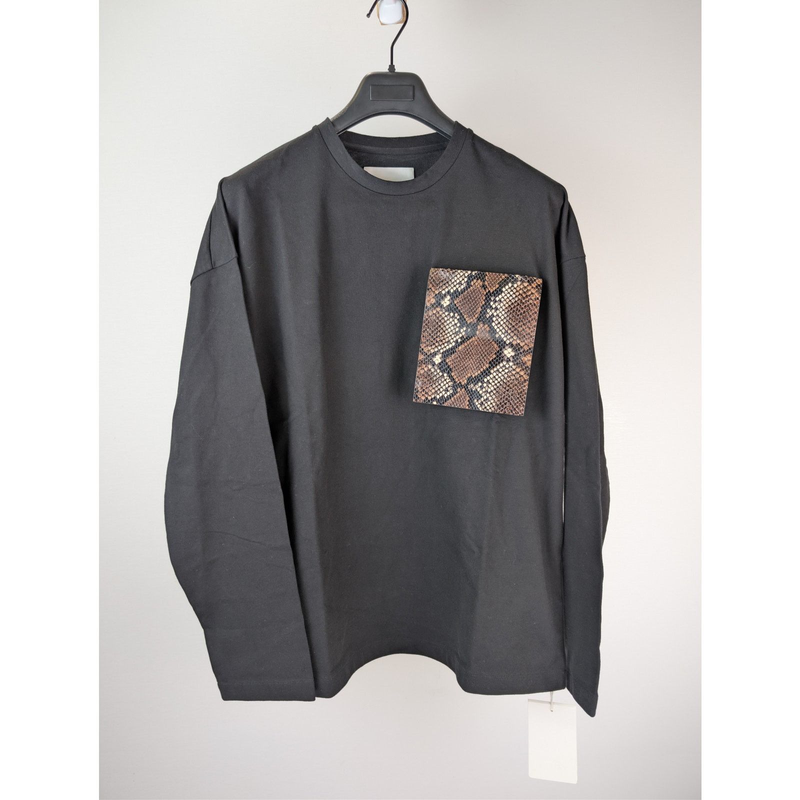 Jil Sander o1rshd1 Compact Cotton Jersey Python Pocket T-Shirt in Black Size US M / EU 48-50 / 2 - 2 Thumbnail