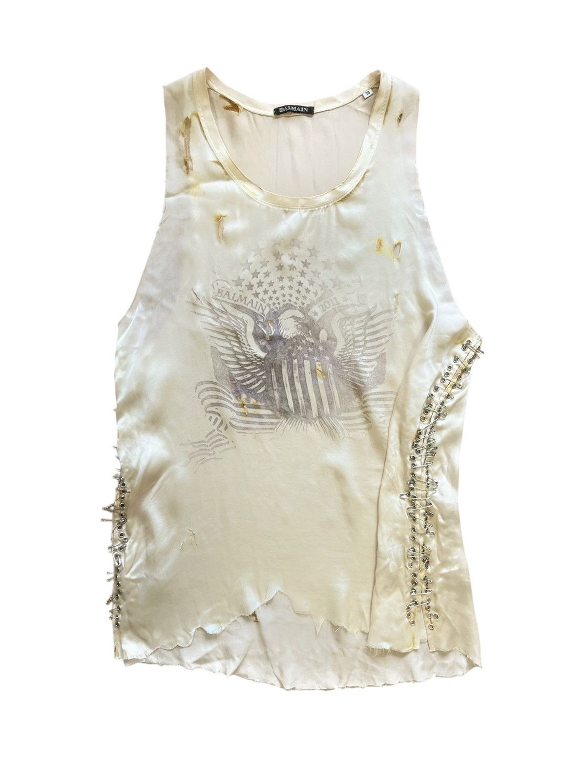 Balmain SS11 Balmain Decarnin Era Safety Pin Eagle Flag Tank