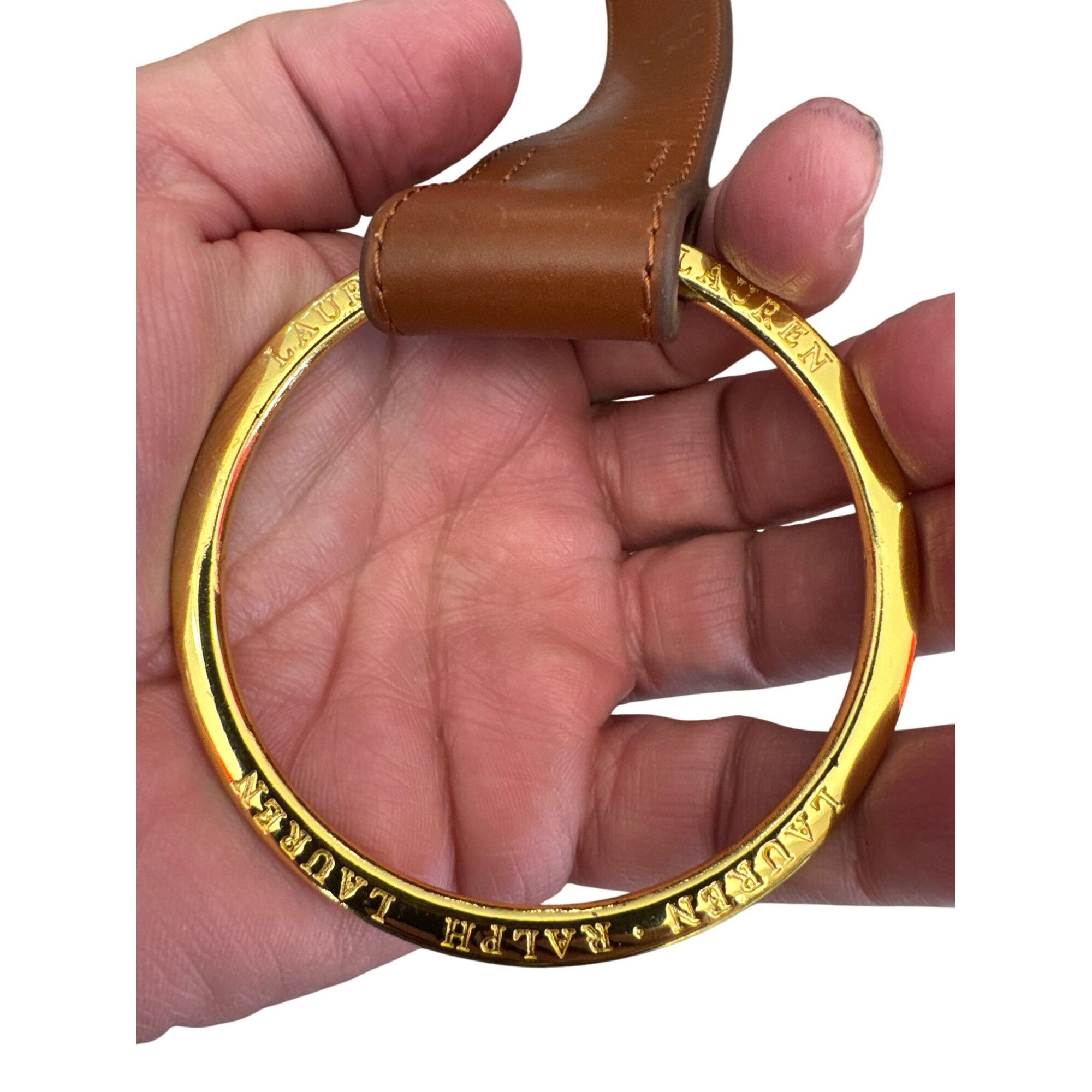Other Brown Faux Leather Belt With Gold-Tone Metal Ring Buckle Siz Size ONE SIZE - 8 Thumbnail