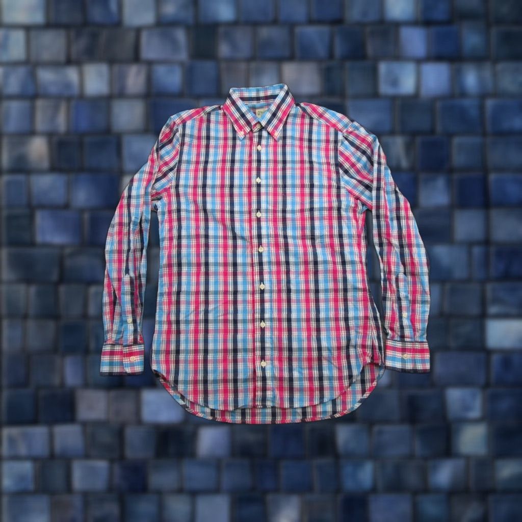 Pinko Gitman Bros. Pink Plaid Long Sleeve Dress Shirt Mens Size M USA Made Career Size 40R - 1 Thumbnail
