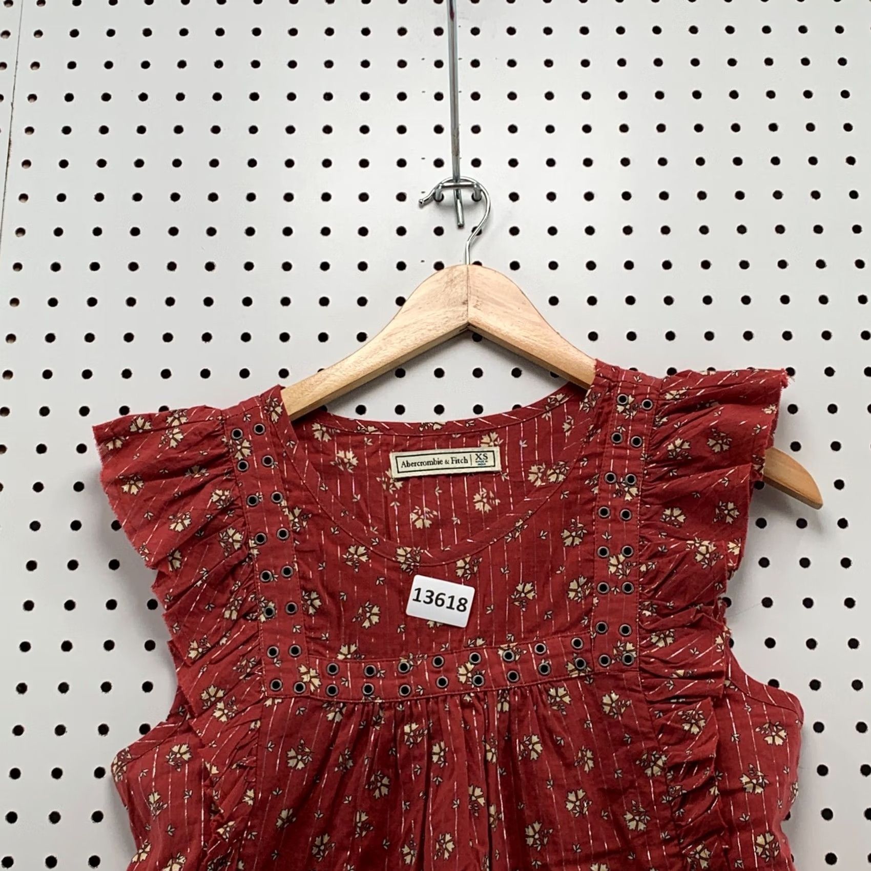 Abercrombie & Fitch Abercrombie & Fitch Floral Ruffle Top WOmens XS Auburn Silver Metallic Size XS / US 0-2 / IT 36-38 - 4 Thumbnail