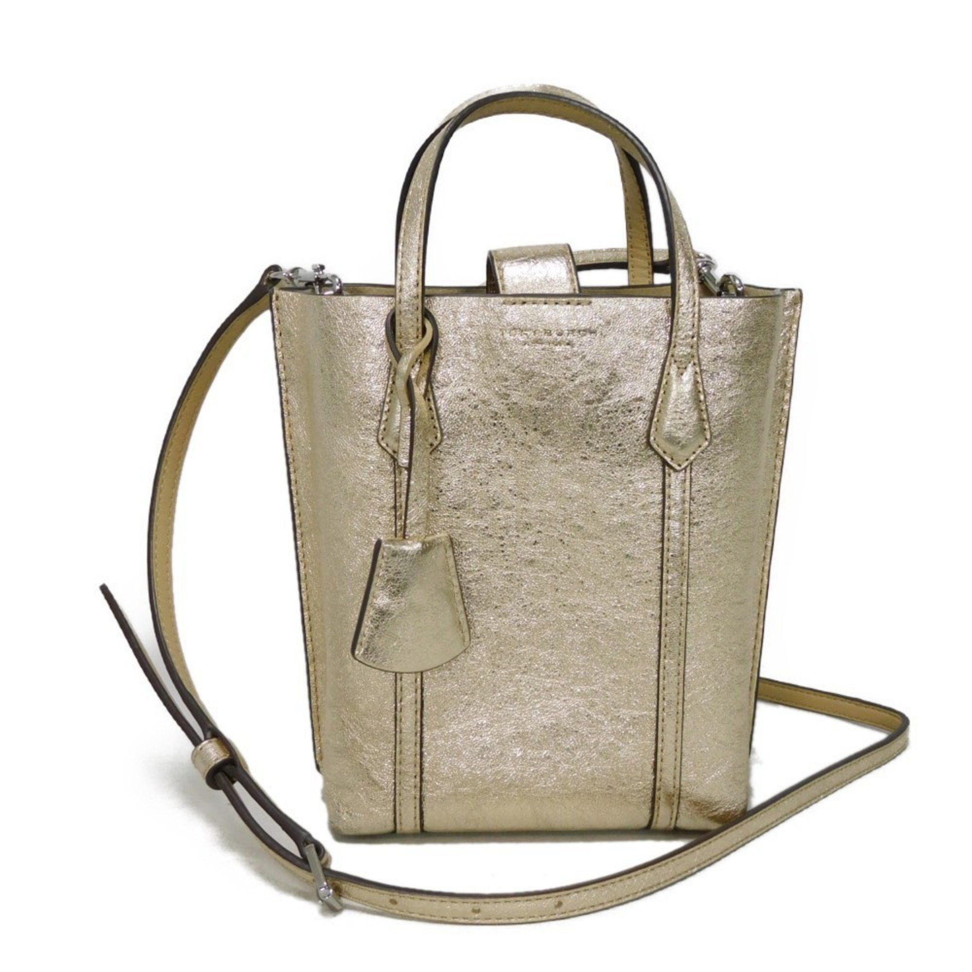Tory Burch Tote Bag Mini Perry Nappa Wrinkled Shoulder Foil Stamping Metallic Gold 152372 272 Women's