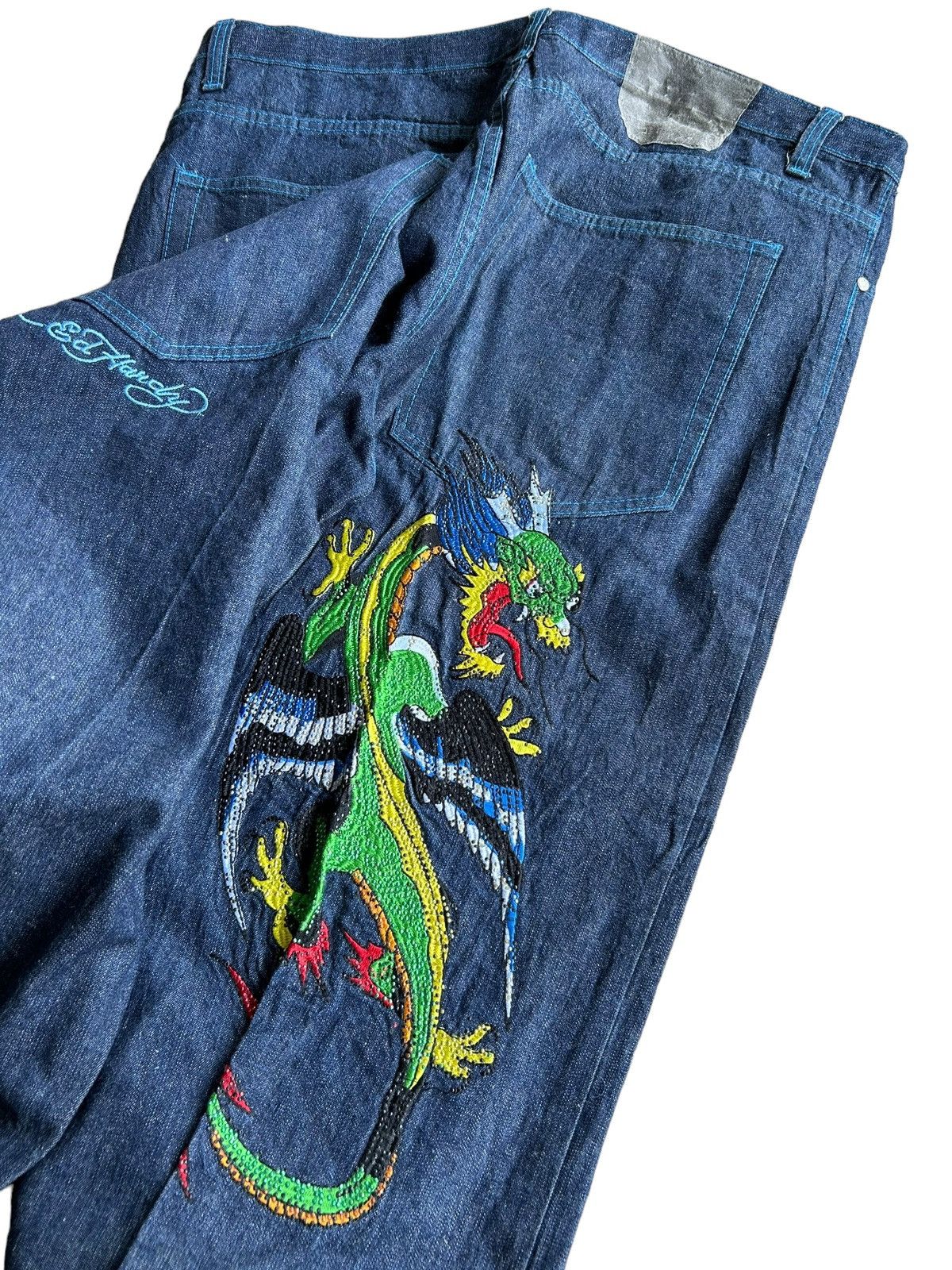 Ed Hardy denim Dragon Logo Rare design ☠️