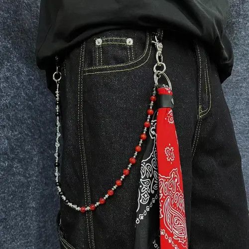 Jewelry Beaded Wallet Chain with Bandana Holder Size ONE SIZE - 1 Thumbnail