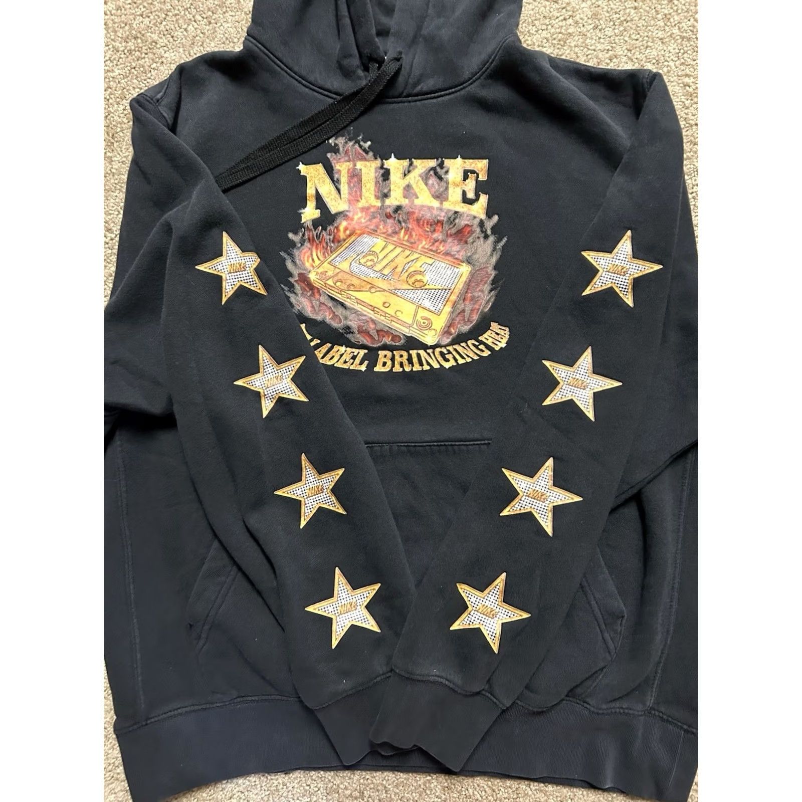 Nike Nike The Label Bringing Heat Cassette Graphic Hoodie Mens L Black Double Sided Size US L / EU 52-54 / 3 - 5 Thumbnail