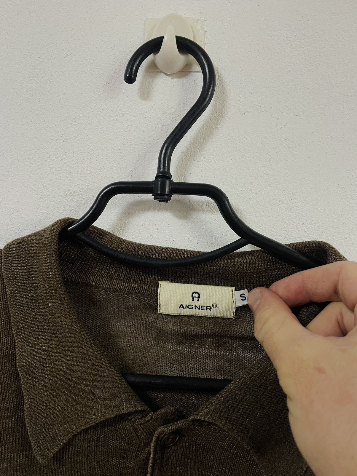 Aigner Men’s Linen Made in England Brown Polo T-Shirt Size M