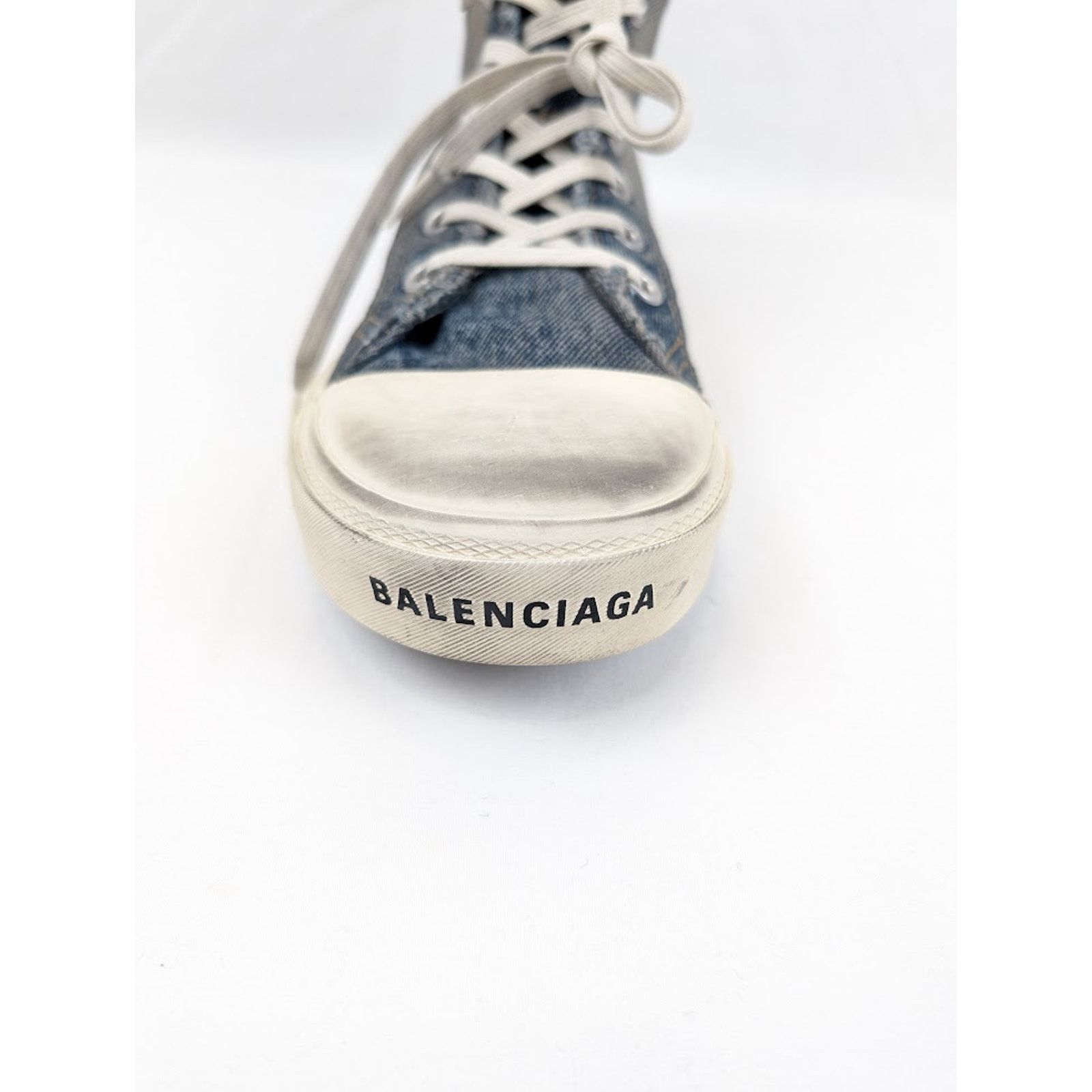 Balenciaga o1rshd1 Q:2 / 90'S Paris High-Top Sneakers in Denim Blue Size US 13 / EU 46 - 4 Thumbnail