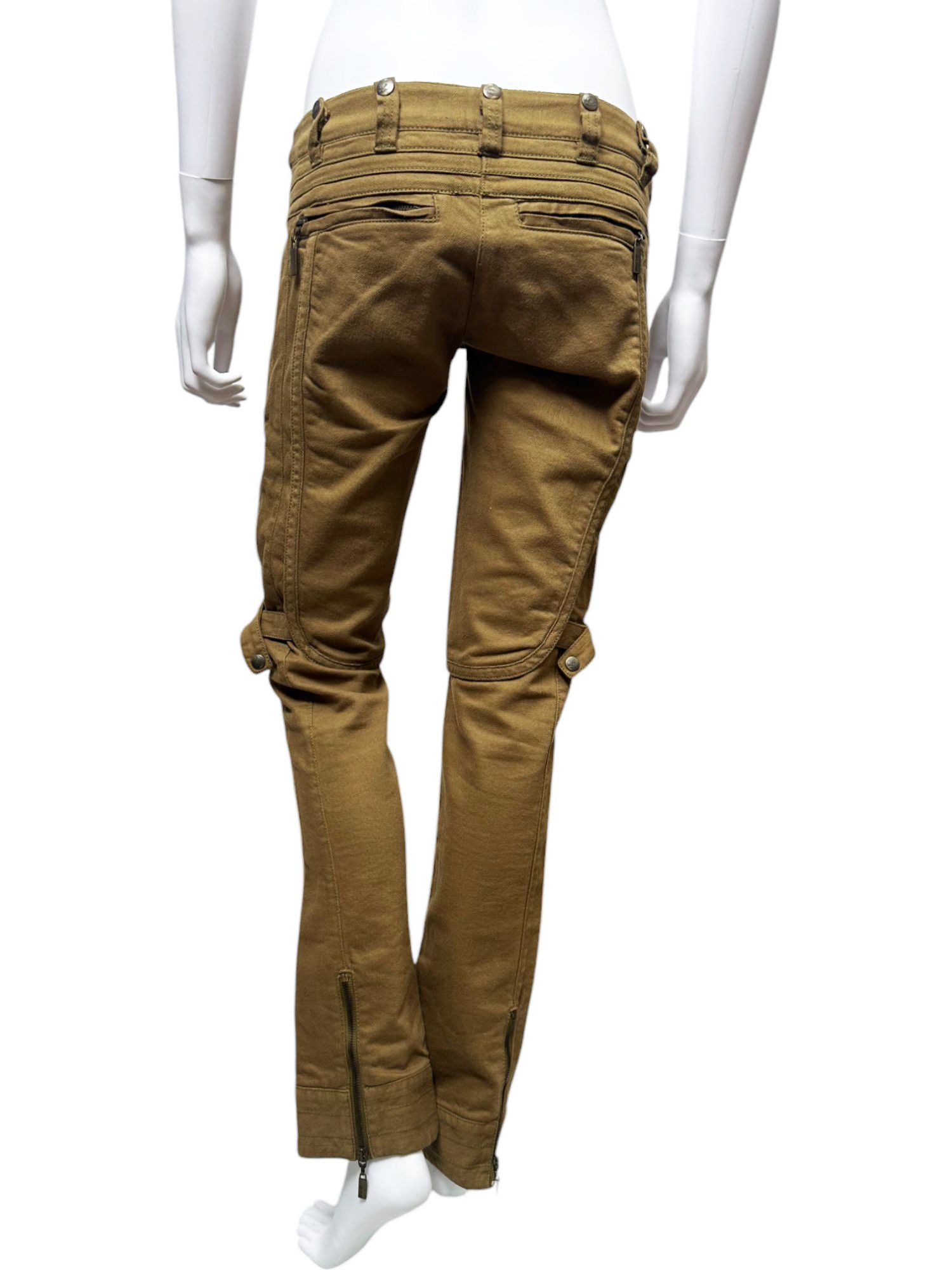 Just Cavalli Early 00's Brown Zipped Pants Size 27" / US 4 / IT 40 - 3 Thumbnail