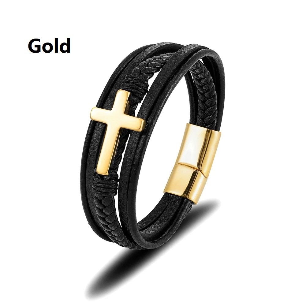 Other Cross Braided Leather Bracelet Accessories Gift For Him Size ONE SIZE - 7 Thumbnail