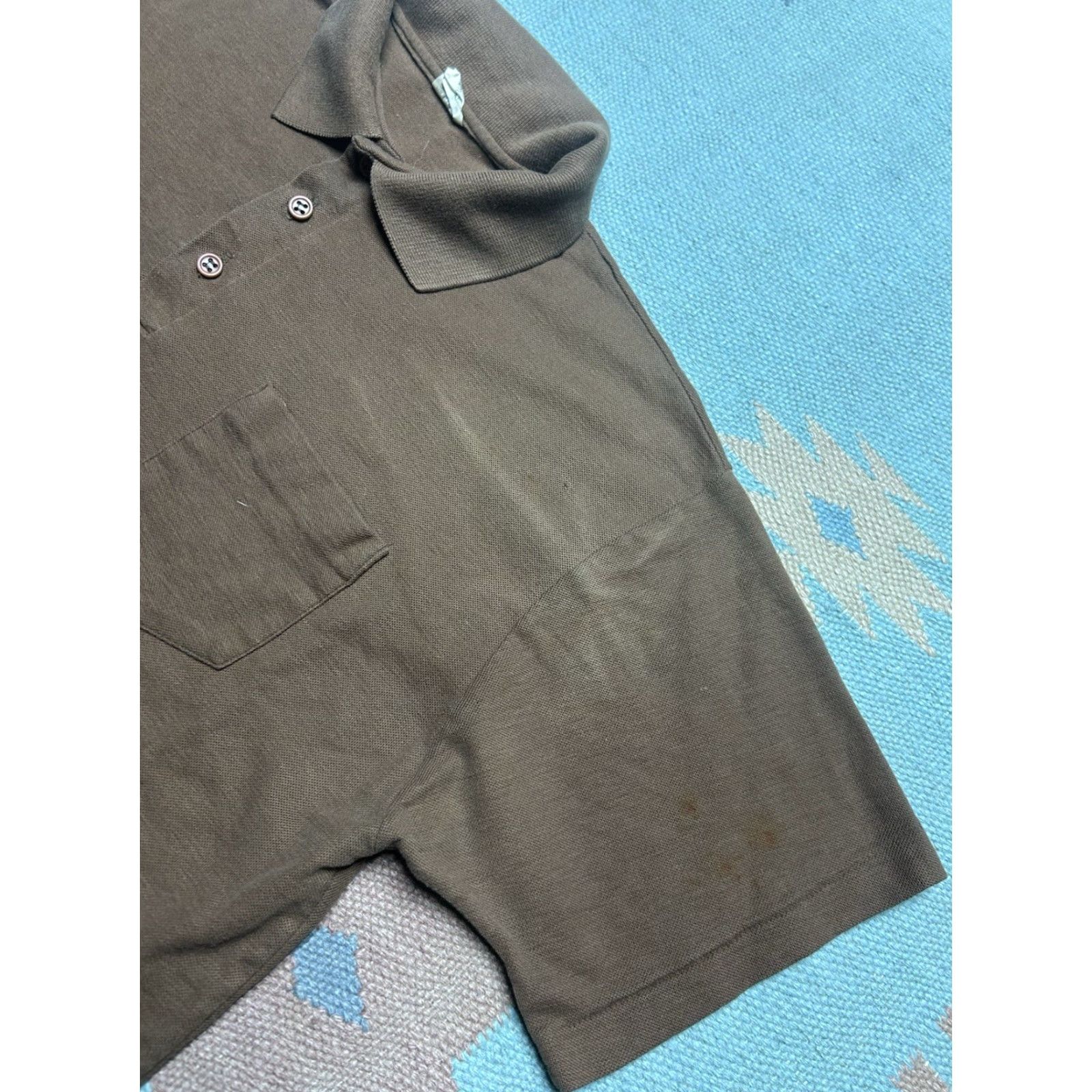 Vintage VINTAGE 70s Polo Shirt Short Sleeve Donegal brown Blank L/XL Men Polo Shirt Vintage 70s Brown Polyester Blank Mens Size L Size US L / EU 52-54 / 3 - 5 Thumbnail