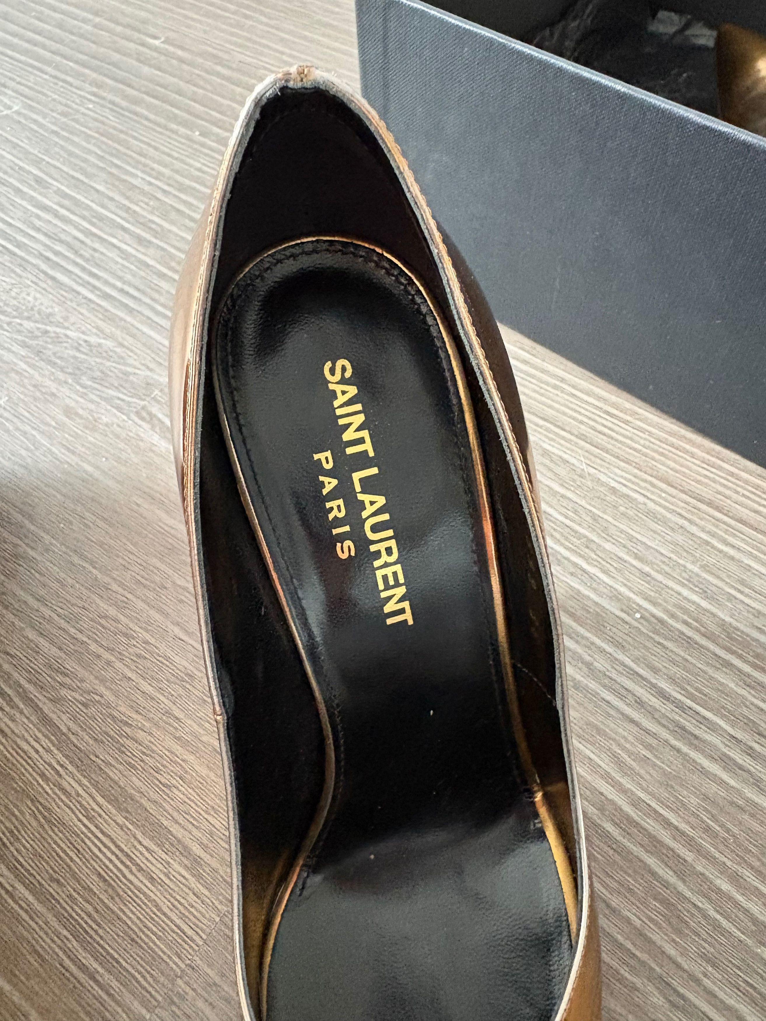 Saint Laurent Paris Saint Laurent Gold Heels Size US 6 / IT 36 - 4 Thumbnail