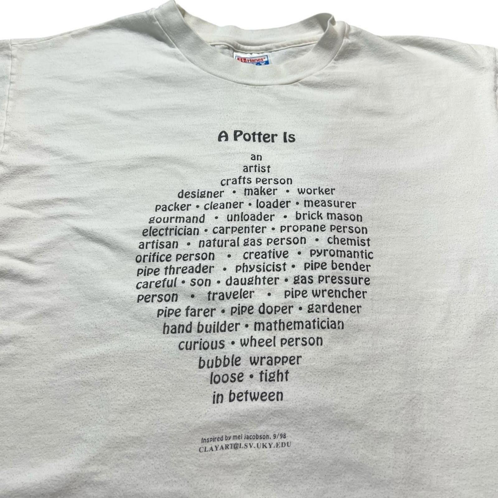Other Vintage 90s Mel Jacobson A Potter Is Art T-shirt Size US L / EU 52-54 / 3 - 4 Thumbnail