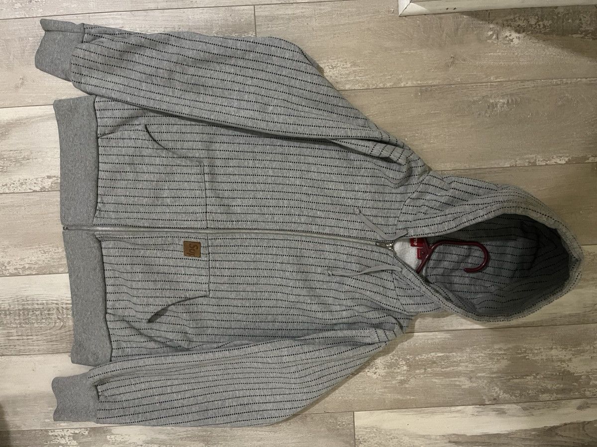 image of Supreme Star Striped Zip Up in Grey, Men's (Size Large)