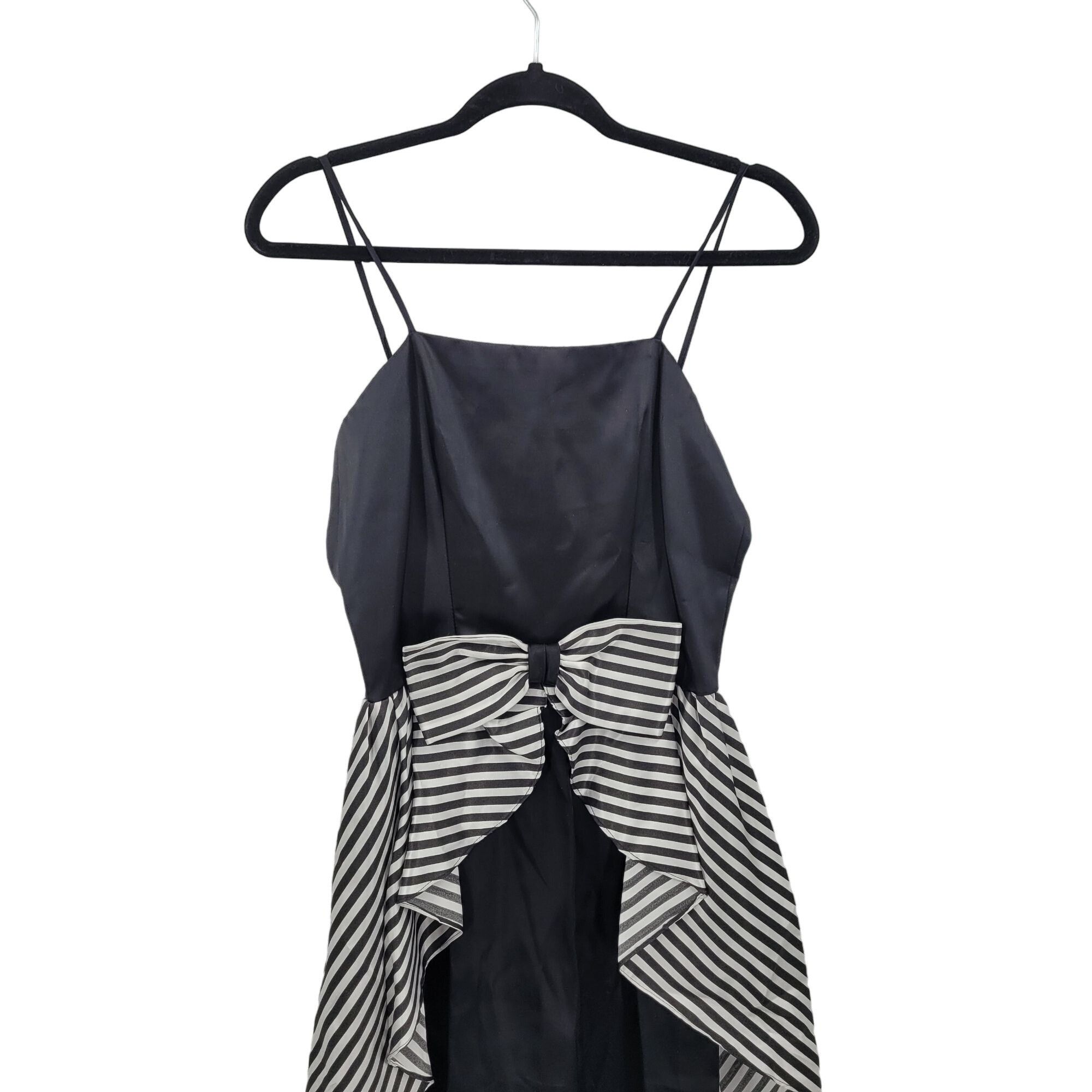 Vintage 80s Gown Maxi Dress XS Black Striped Bow Tail Beetlejuice Size XS / US 0-2 / IT 36-38 - 4 Thumbnail