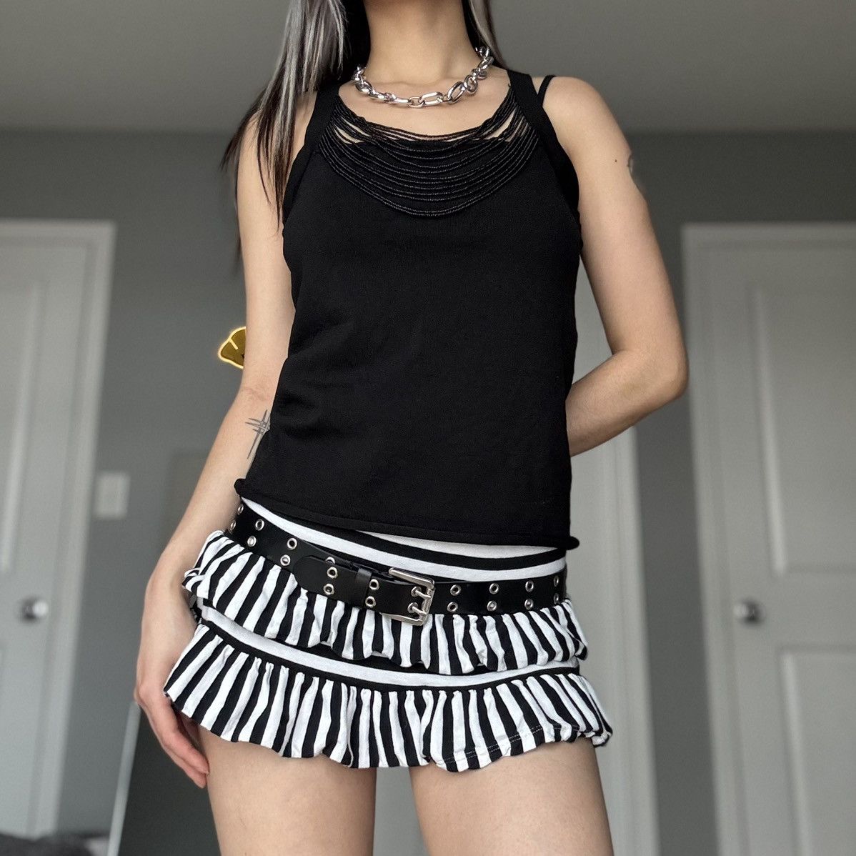 Other Vintage Cryus Black Boho Beaded Cowl Neck Halter Top Size M / US 6-8 / IT 42-44 - 8 Thumbnail