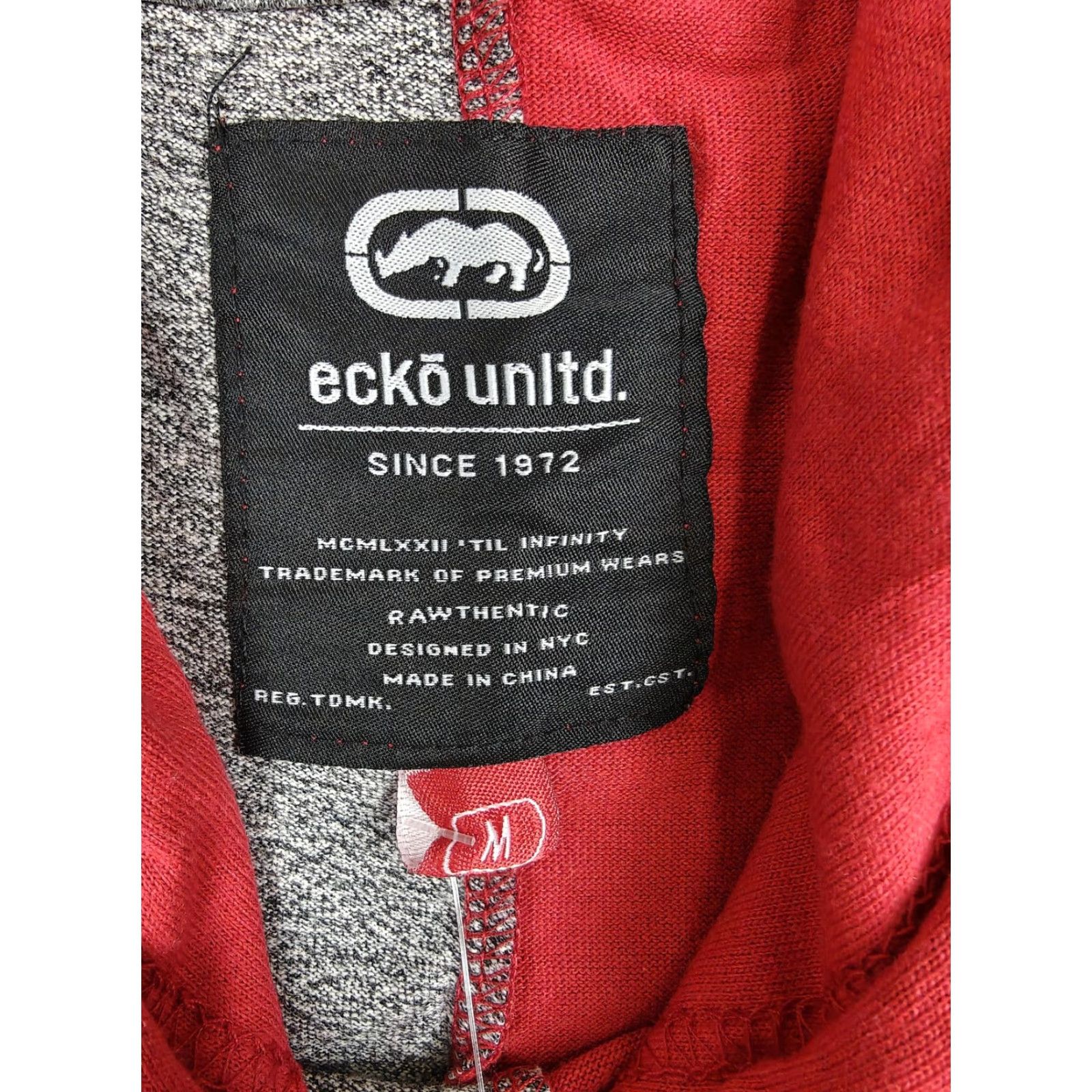 Ecko Unltd. Ecko Unltd Hoodie Mens M Red Black Geometric Split Pocket Pullover RS Logo 60/40 Cotton Polyester Short Sleeve EO12K903 Size US M / EU 48-50 / 2 - 3 Thumbnail
