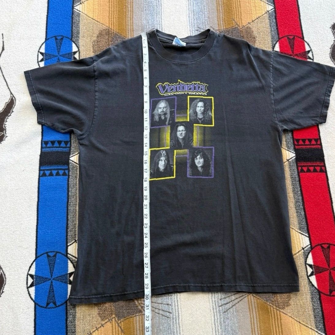 Hanes VINTAGE Vendetta German Metal Band T-Shirt XL Black Men Short Sleeve 90s Rock Music Casual Size US XL / EU 56 / 4 - 6 Thumbnail