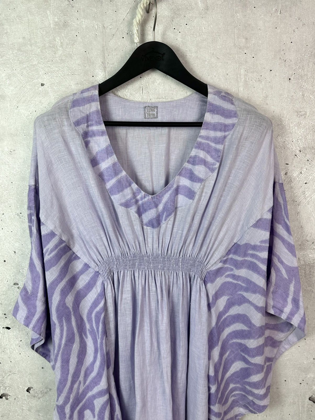 120% Lino 120% Lino Purple Oversized V-neck Poncho Dress Size M / US 6-8 / IT 42-44 - 2 Thumbnail