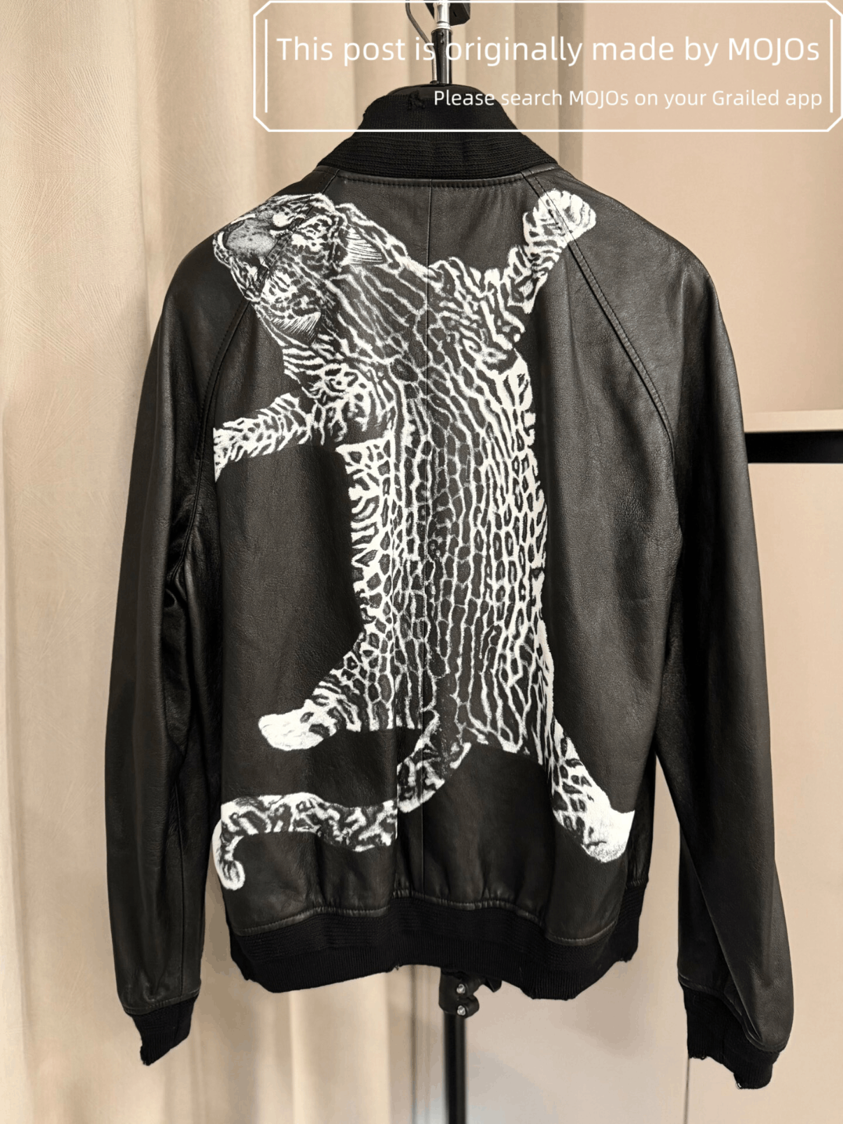 Sz 50 Saint Laurent Paris 17SS Leopard Back Leather Jacket