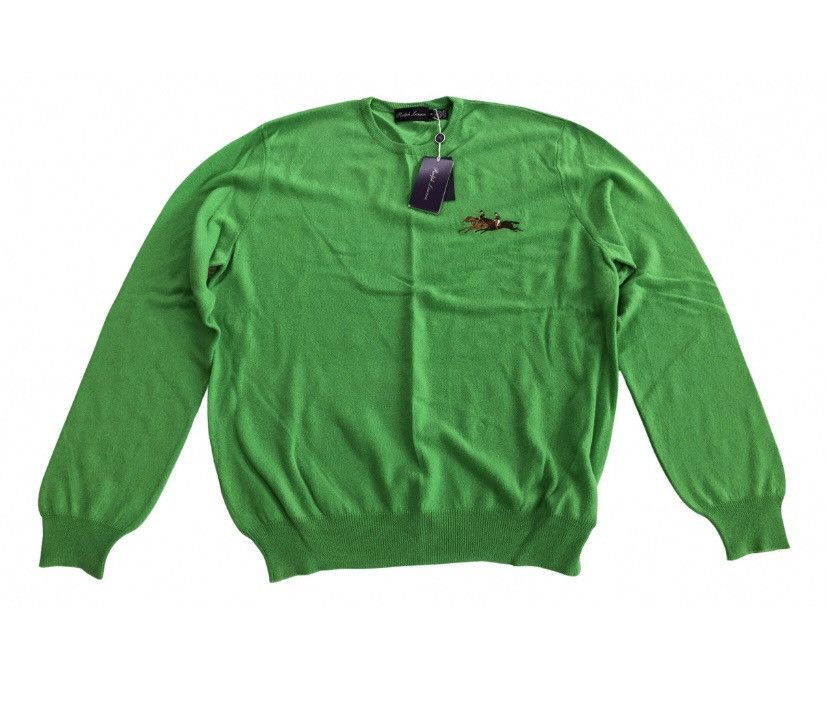 Ralph Lauren Purple Label RLPL Kelly green dual ponies cashmere crew XL NEW Grailed