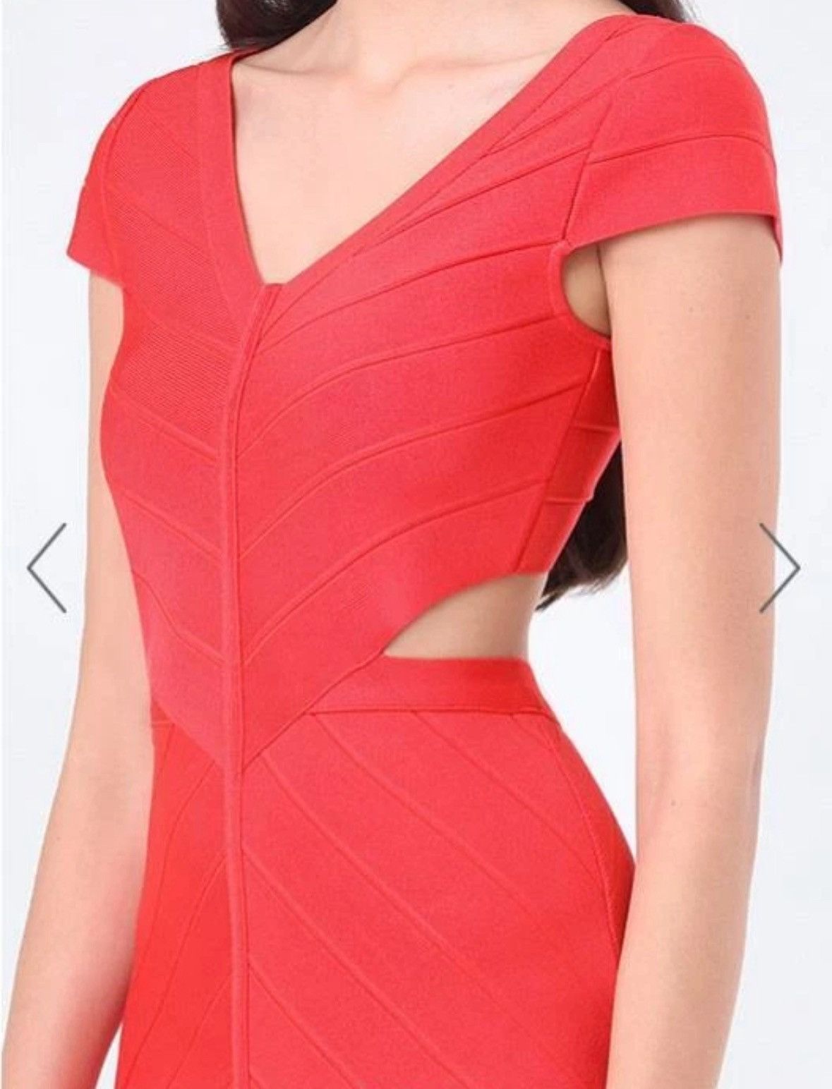 Bebe BEBE RED HIBISCUS BANDAGE CUTOUT MYA MITRED DRESS SIZE XS Size XS / US 0-2 / IT 36-38 - 4 Thumbnail