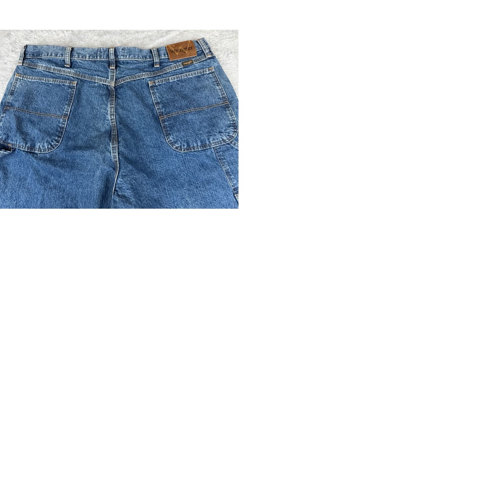 Wrangler Wrangler Jeans Mens 40 Blue Denim Carpenter Fit Hammer Loop Triple Stitched Seam Boots Cut Slim Size US 40 / EU 56 - 10 Thumbnail