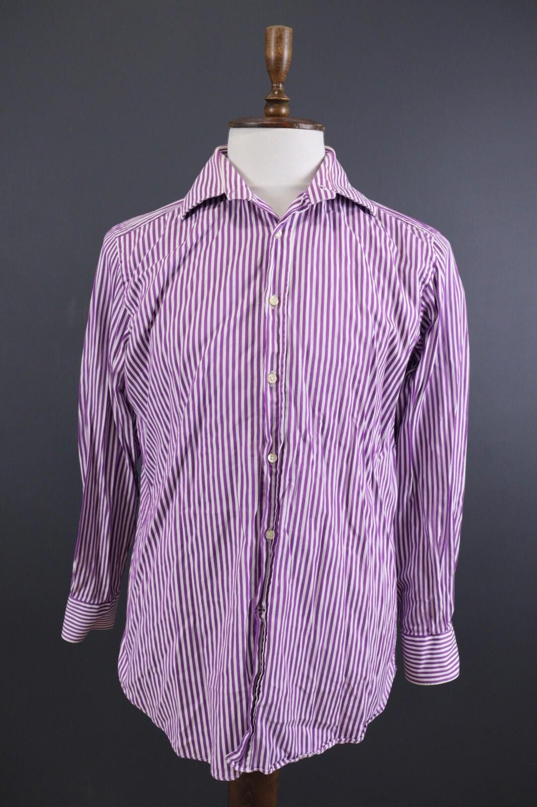 Etro Etro Milano White & Purple Stripe Shirt Size 41 Size US M / EU 48-50 / 2 - 1 Thumbnail