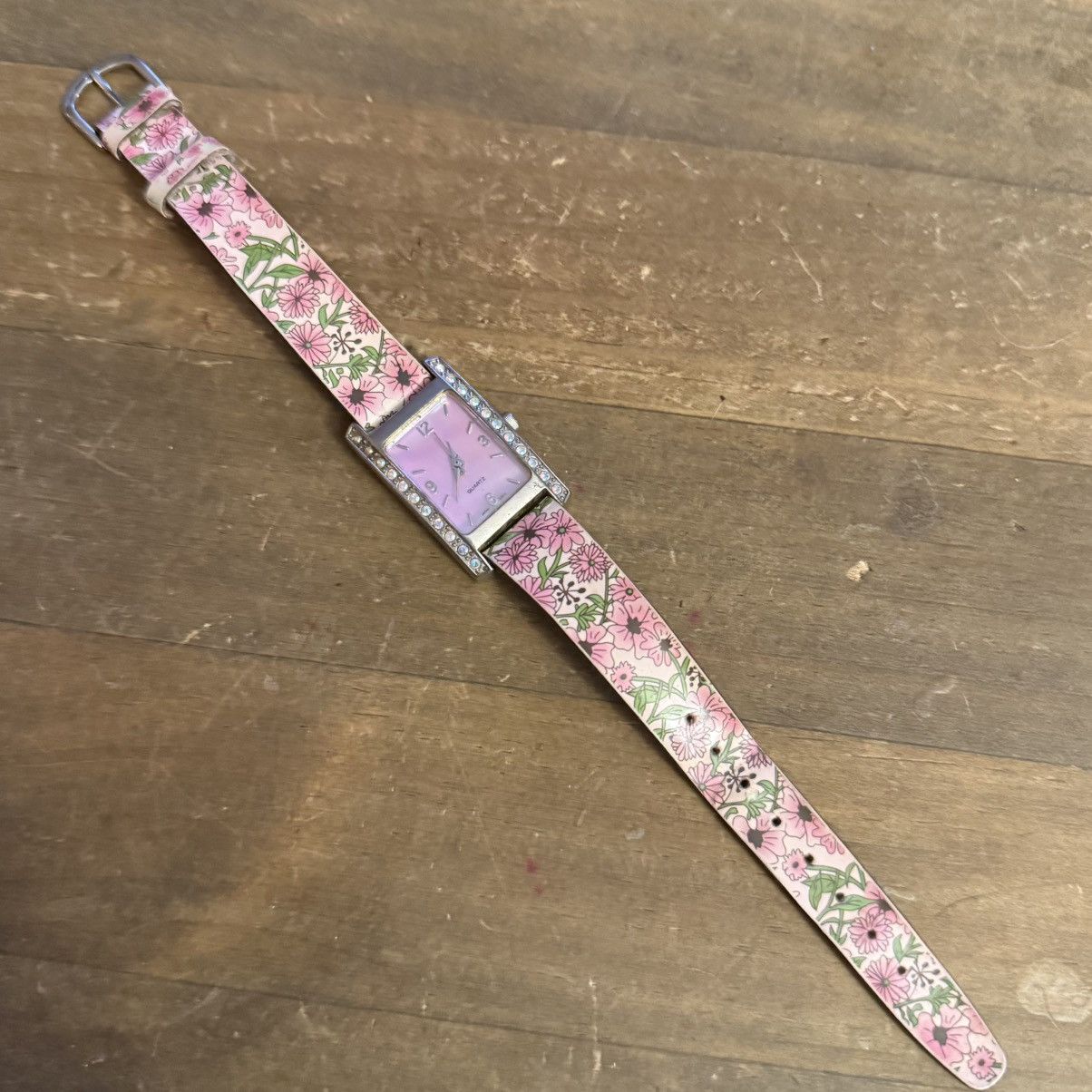 Vintage Vintage pink floral leather band watch Size ONE SIZE - 6 Thumbnail