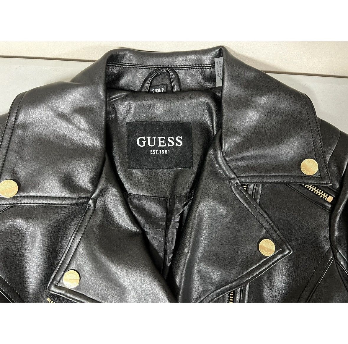 Guess Guess Black Leather Moto Jacket Coat Outerwear Size S 🖤⛓️ Size S / US 4 / IT 40 - 7 Thumbnail