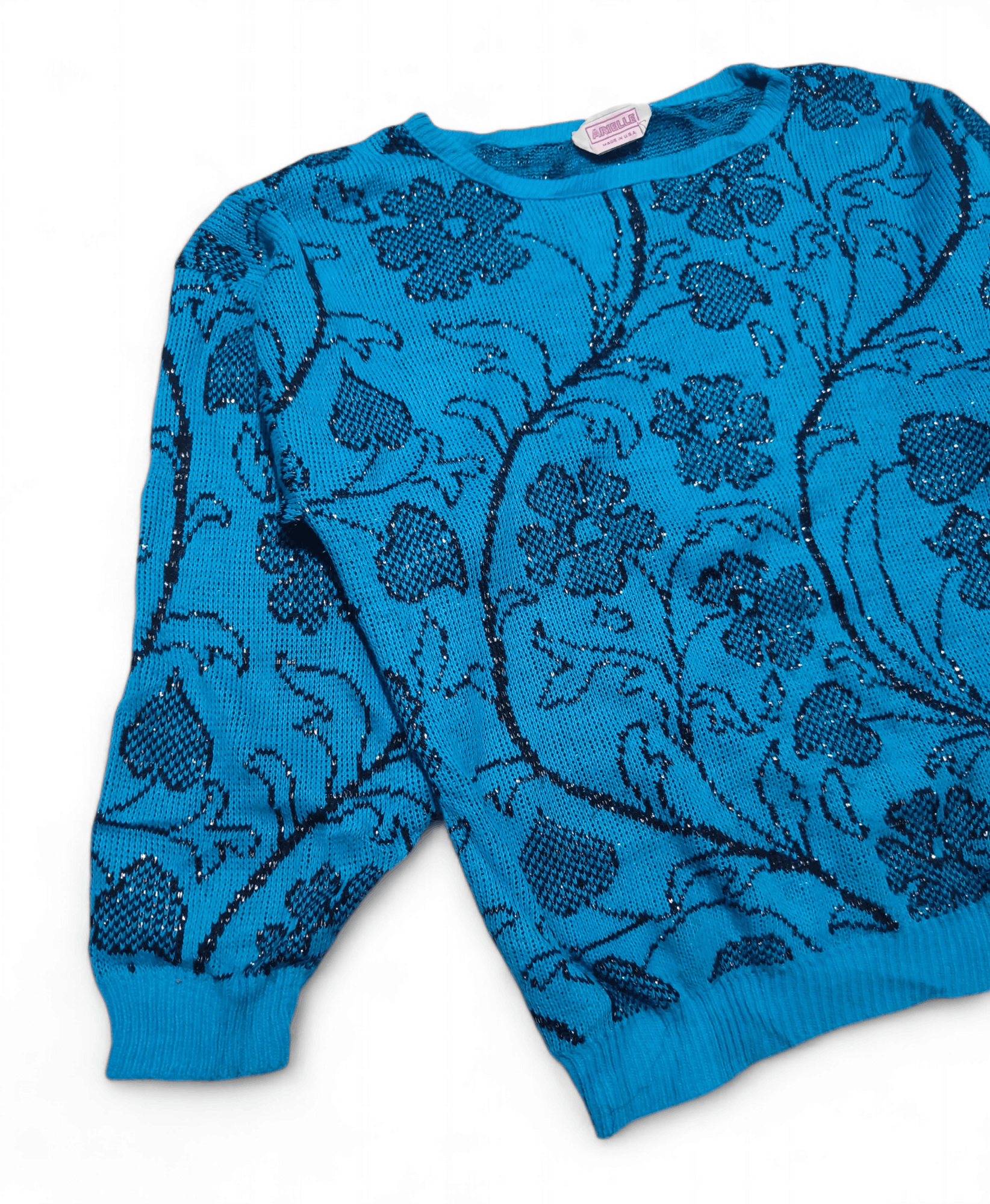 Vintage Vintage 70s ARIELLE Women's Floral Motifs Knit Sweater Size S / US 4 / IT 40 - 6 Thumbnail