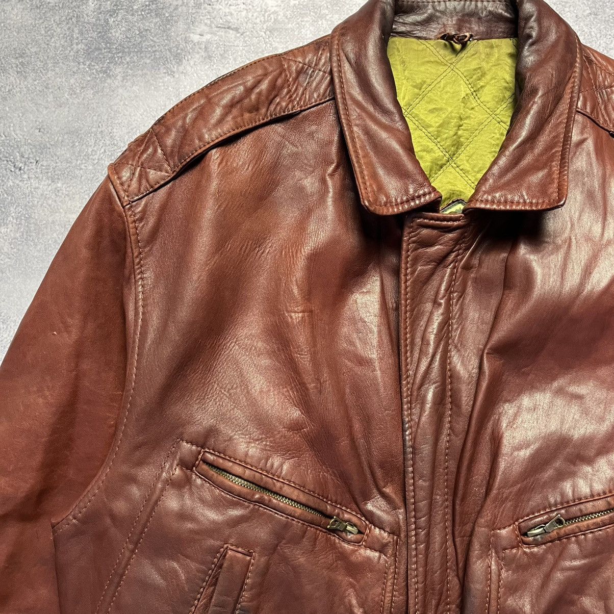 Hugo Boss Vintage Hugo Boss Brown Leather Bomber Jacket Streetwear