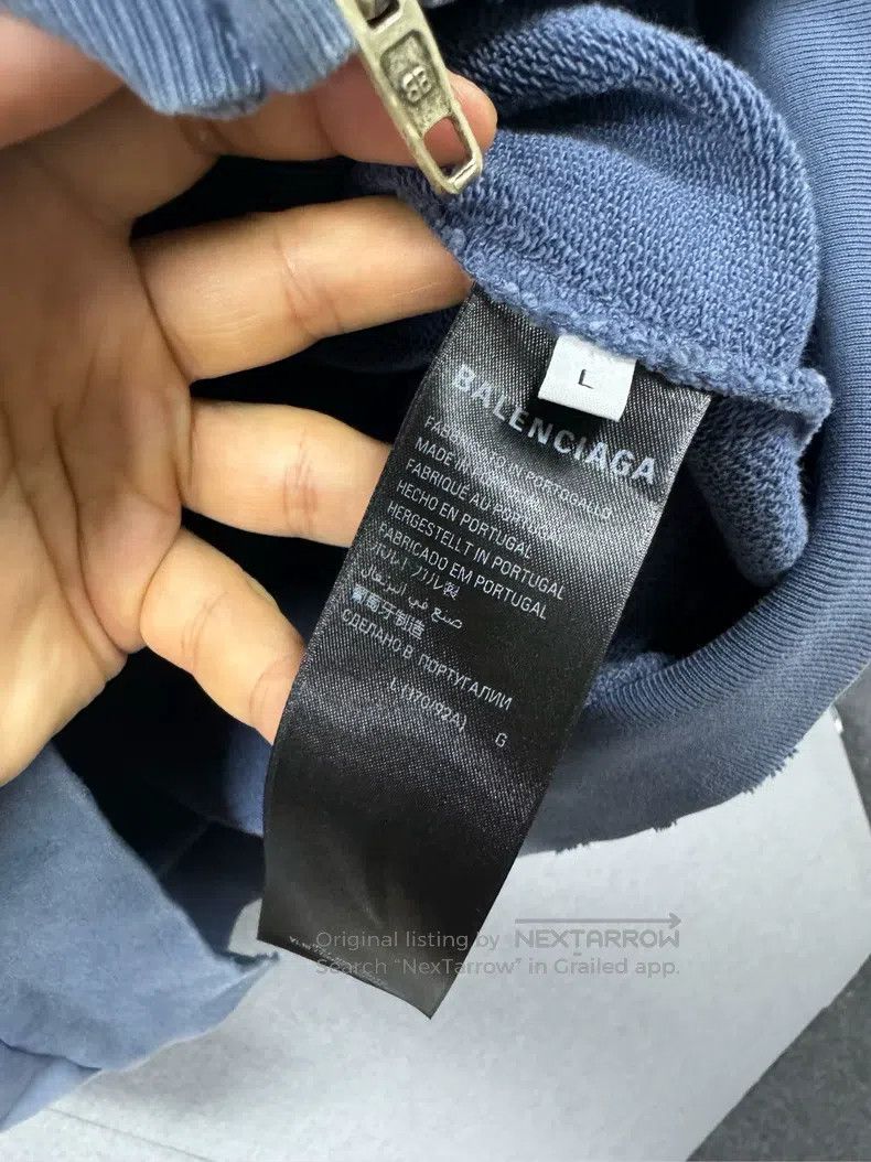 Balenciaga Balenciaga Haze Blue Double Ring Distressed Flame Sweatshi Size US L / EU 52-54 / 3 - 5 Thumbnail