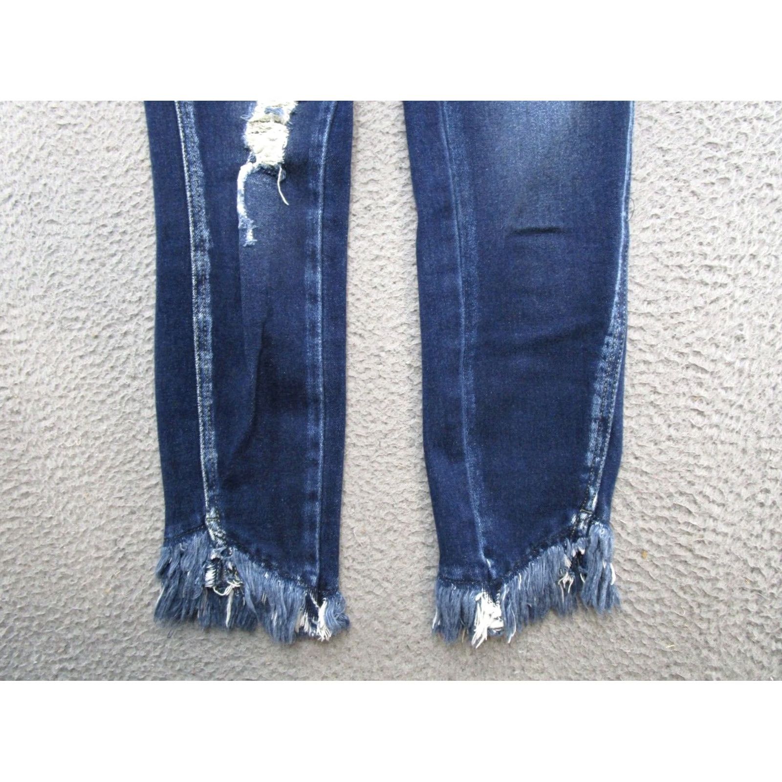 Vintage Kancan Dark Wash Stretch Ankle Skinny Jeans Women's 26 Distressed Size 5/26 Blue Size 26" / US 2 / IT 38 - 2 Thumbnail