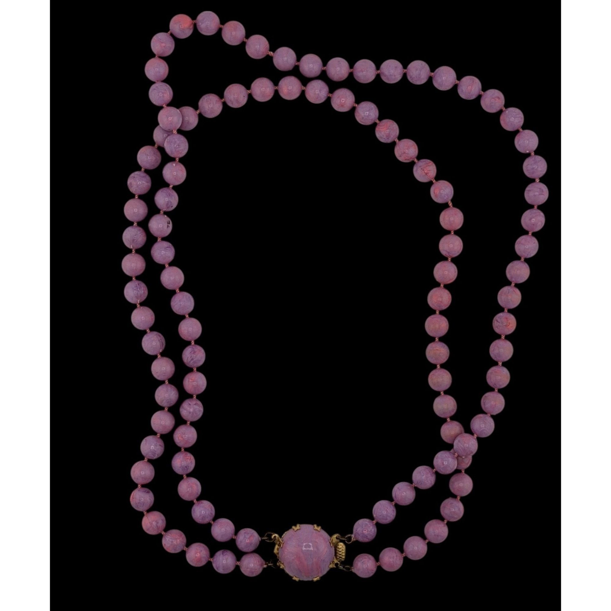 Other Vintage Midcentury Purple And Pink Swirl Layered Necklace Size ONE SIZE - 1 Thumbnail