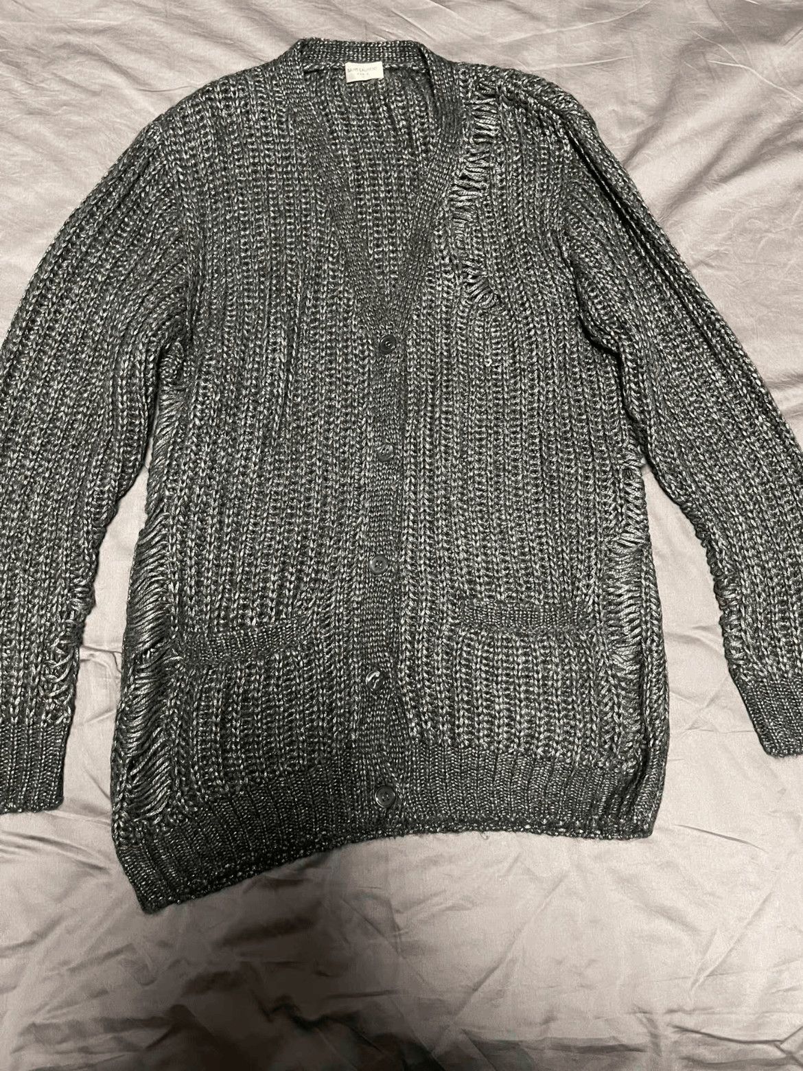 Saint Laurent Paris Saint Laurent Paris 16SS OS Distressed Knitwear Cardigan Size US XS / EU 42 / 0 - 1 Thumbnail