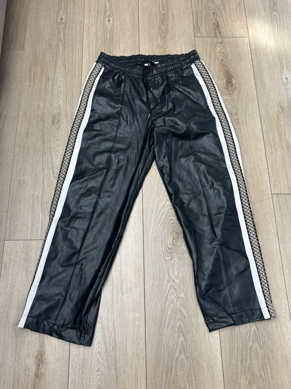 Sasquatchfabrix Sasquatchfabrix leather track pants Size US 34 / EU 50 - 1 Thumbnail