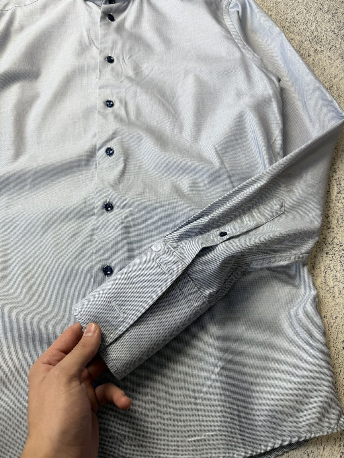 Eton ETON Mens Button Down Blue Cotton Slim Long Sleeve Shirt Size US L / EU 52-54 / 3 - 16 Thumbnail