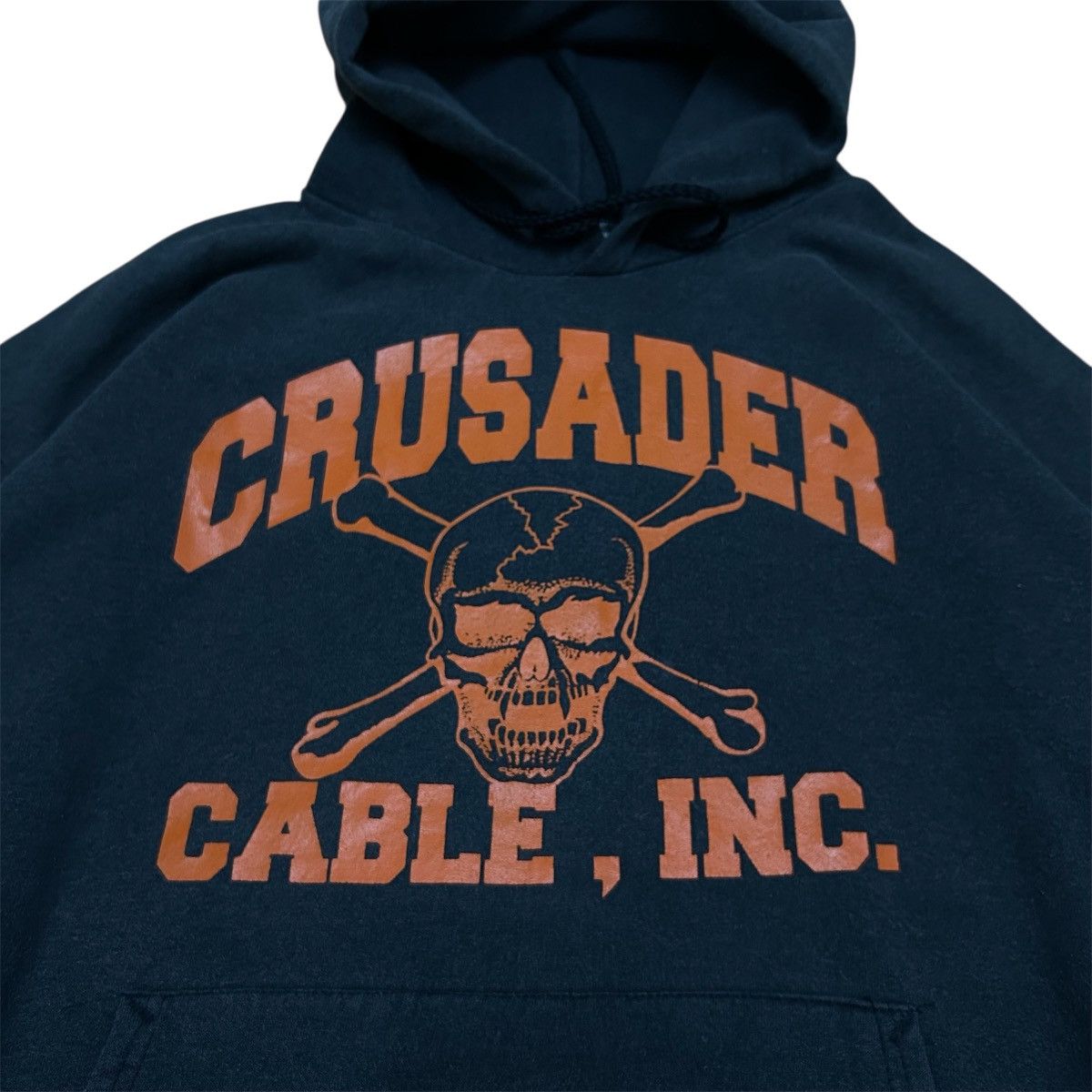 Hanes Vintage 90's Crusader Cable Inc Man Working Skull Hoodie Size US L / EU 52-54 / 3 - 3 Thumbnail