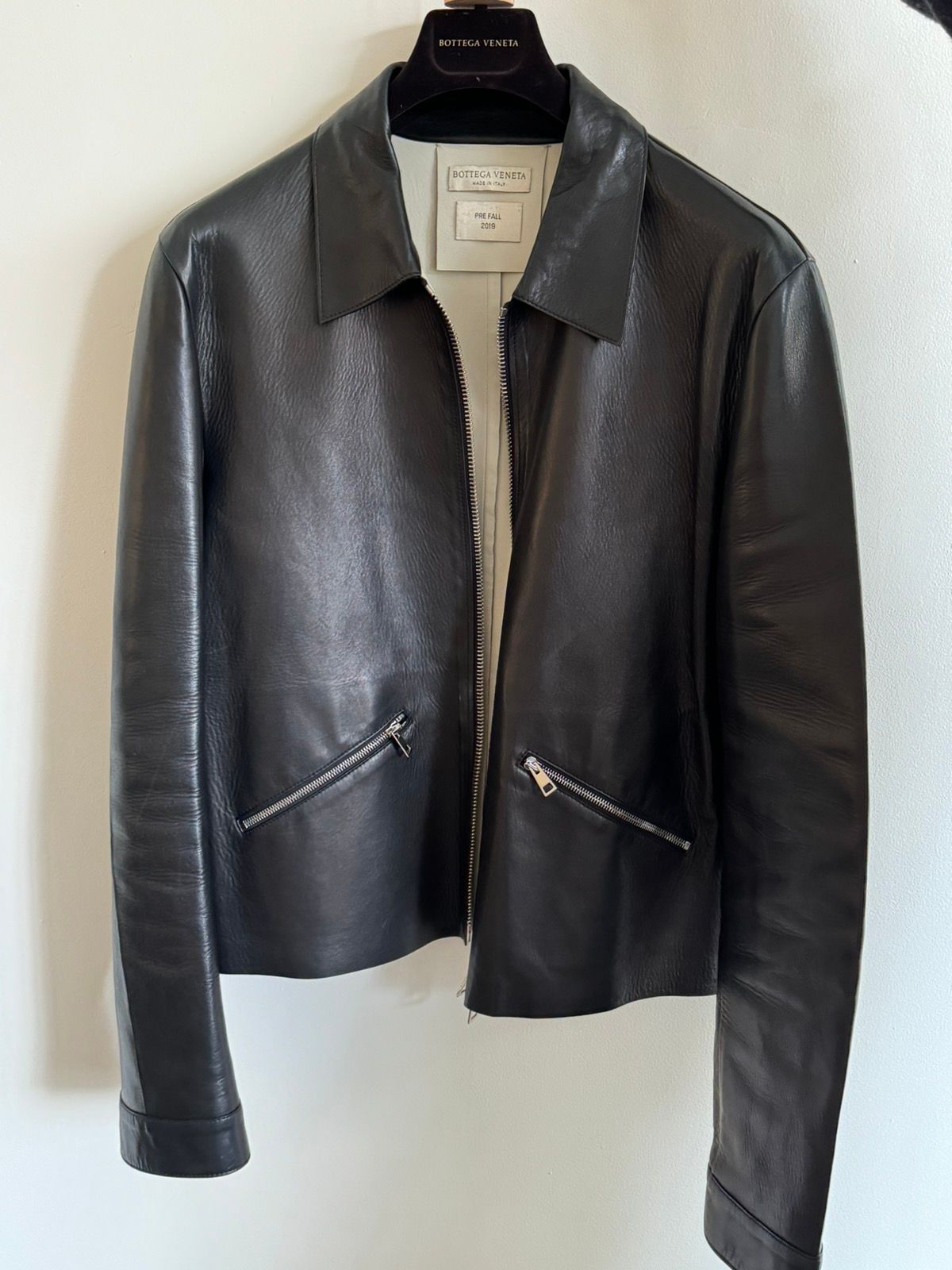 Pre-owned Bottega Veneta Pre-fall 2019 Leather Bonded Jacket In Black