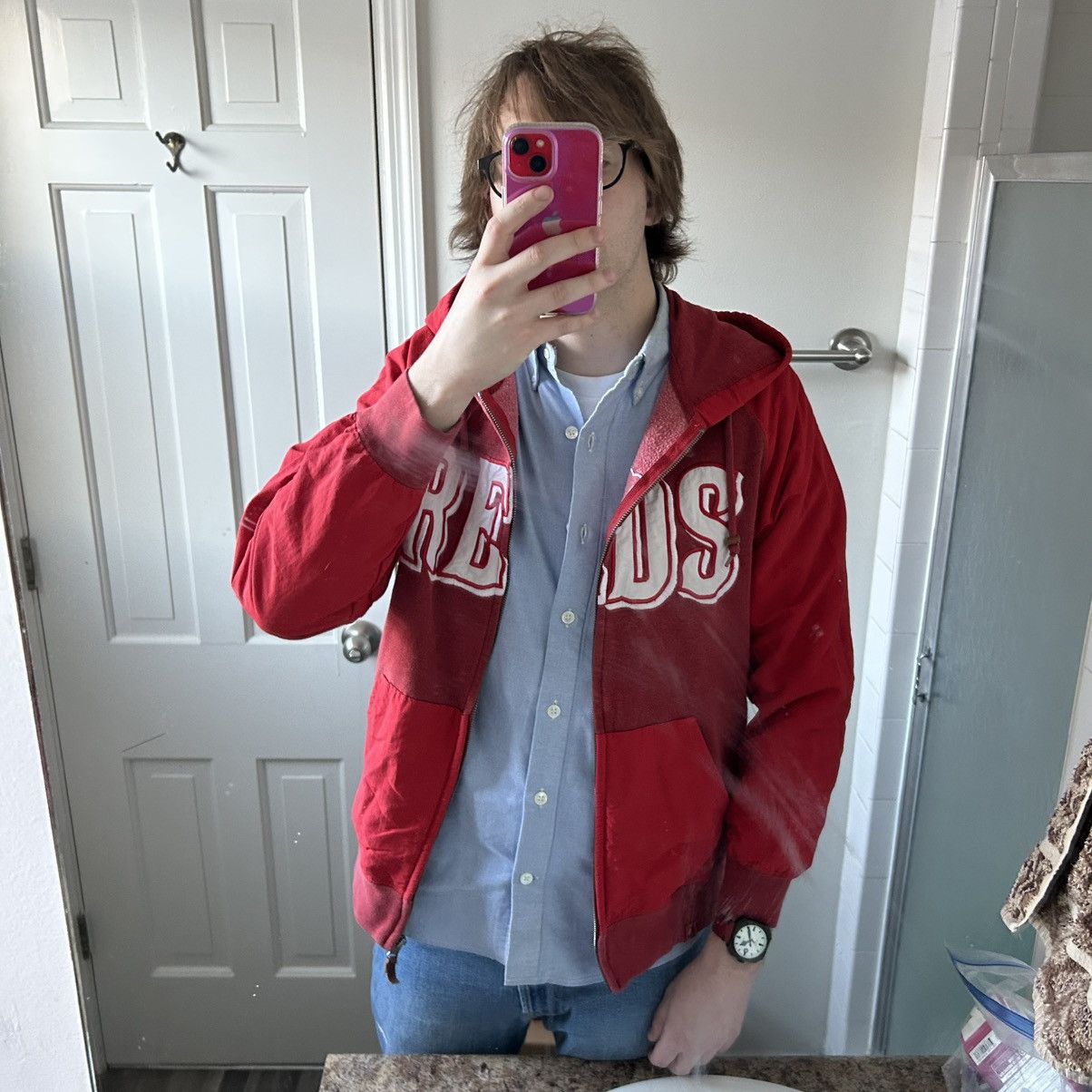 Majestic 2015 CiNCiNNATi REDS FULL ZiP HOODED SPRiNG TRAiNiNG JACKET Size US M / EU 48-50 / 2 - 21 Thumbnail