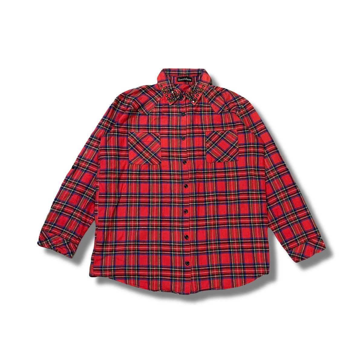 Japanese Brand Sorridere Studded Tartan Flannel Shirt Plaid Punk Archive Size US L / EU 52-54 / 3 - 1 Thumbnail