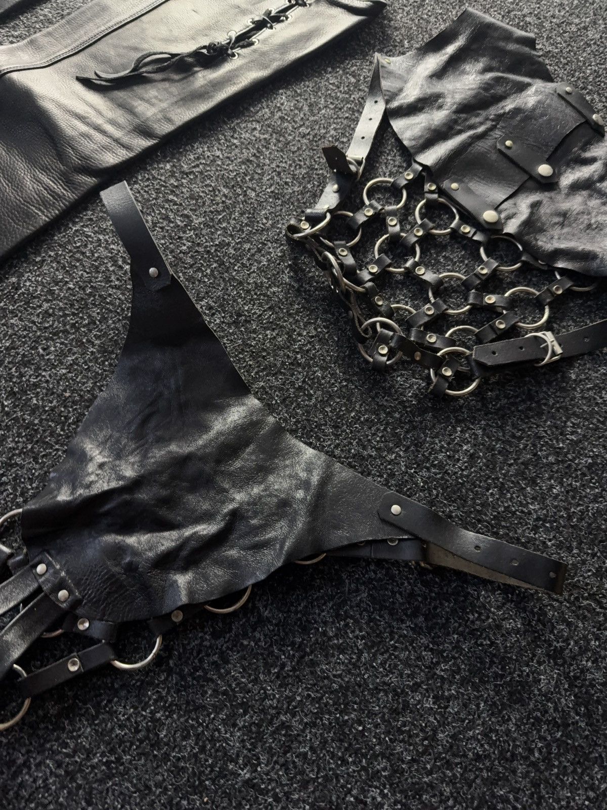 Japanese Brand Gothic BDSM Leather Leggings & Chain Harness Costume Size ONE SIZE - 12 Thumbnail