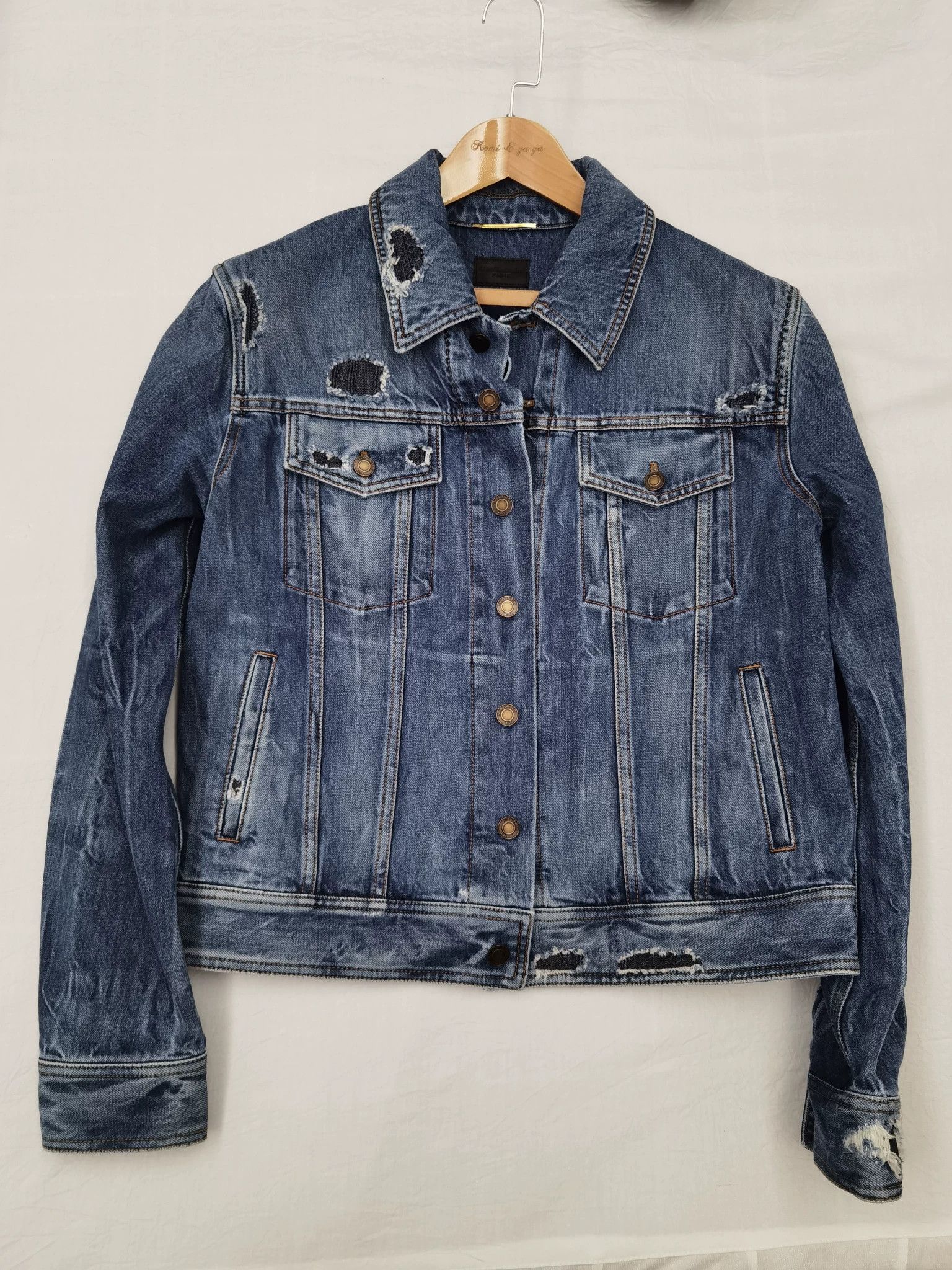 Saint Laurent Paris Saint Laurent Distressed Denim Jacket Size US L / EU 52-54 / 3 - 1 Thumbnail