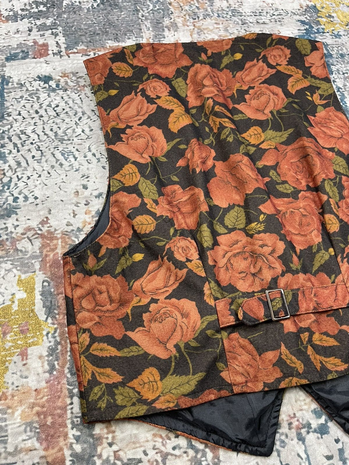 Vintage Vintage Tucano USA Floral Velour Waistcoat Gilet Size ONE SIZE - 5 Thumbnail