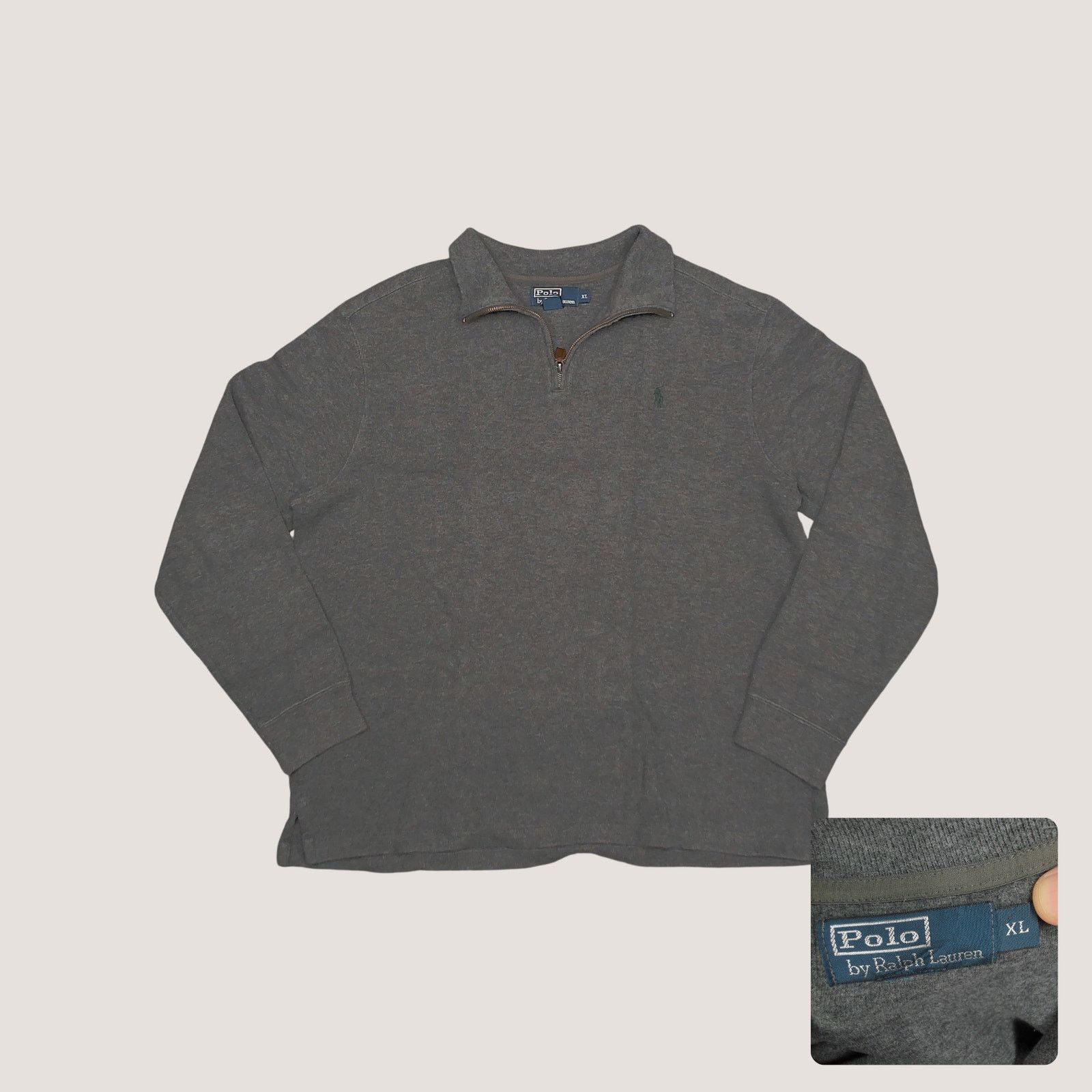 Polo Ralph Lauren Y2K Polo Ralph Lauren Gray Boxy Quarter Zip Sweater XXL Size US XXL / EU 58 / 5 - 1 Thumbnail